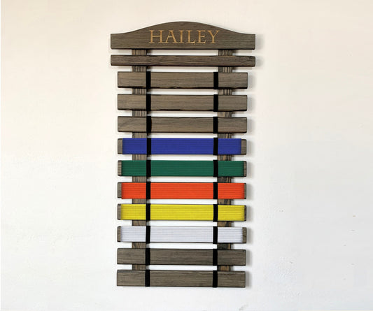 Martial Arts Belt Display Rack Personalized Karate Belt Display Holder Taekwondo Karate Jiu Jitsu Belt Display Karate Medal Organizer Holder. ShiandeCreations.com