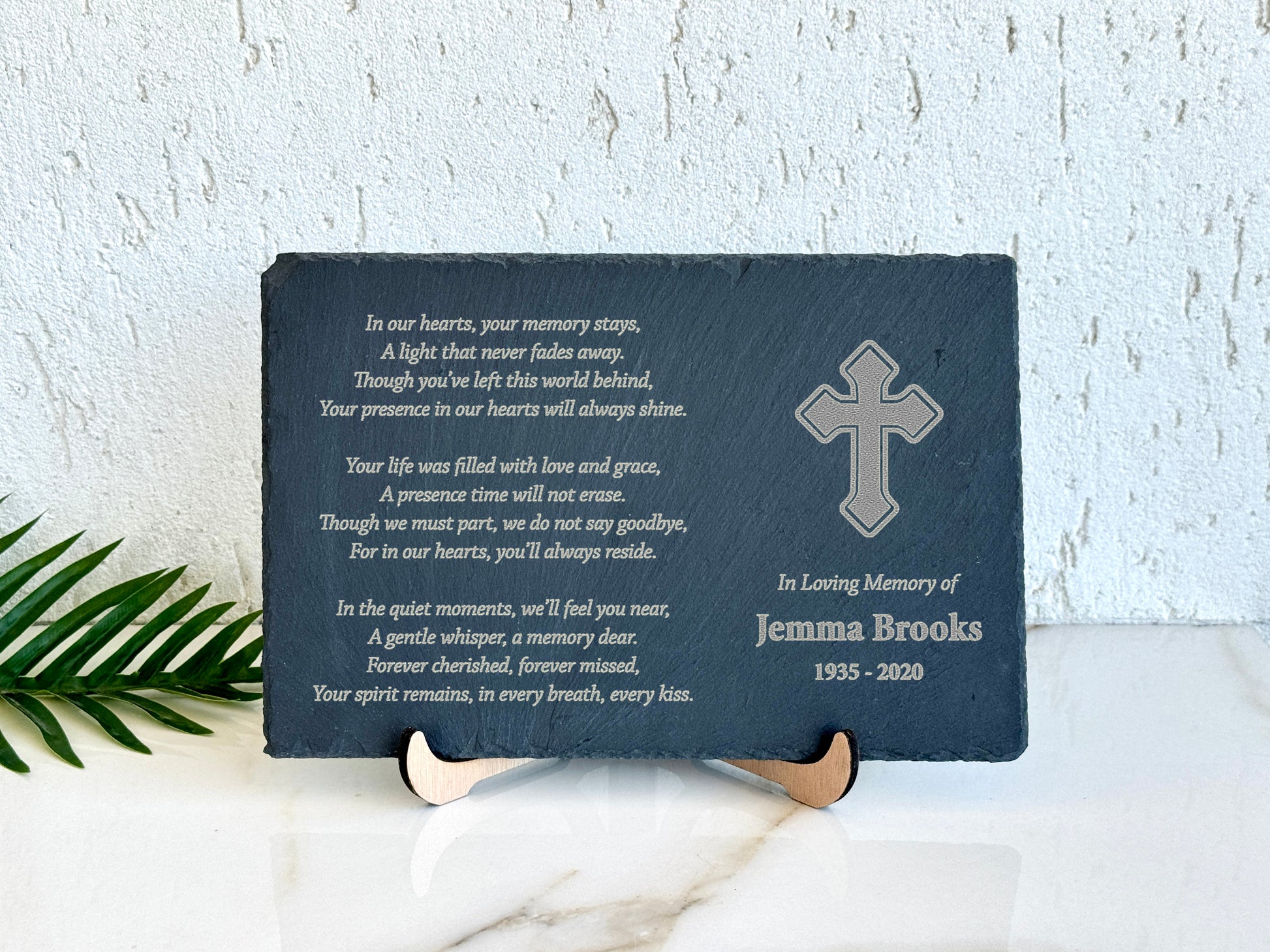Custom Engraved Memorial Slate Plaque - Stone Plaque