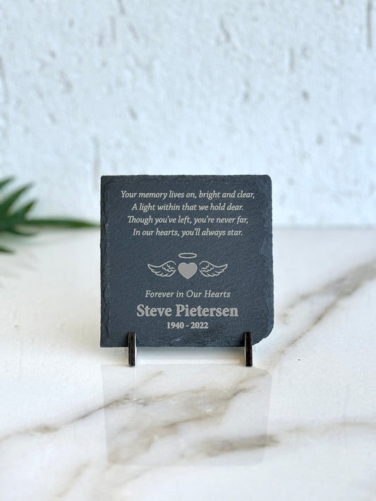 Personalized Memorial Stone Plaque: Engraved Slate Sympathy Gift. Pet Memorial Stone, Engraved Slate Plaque with Stand