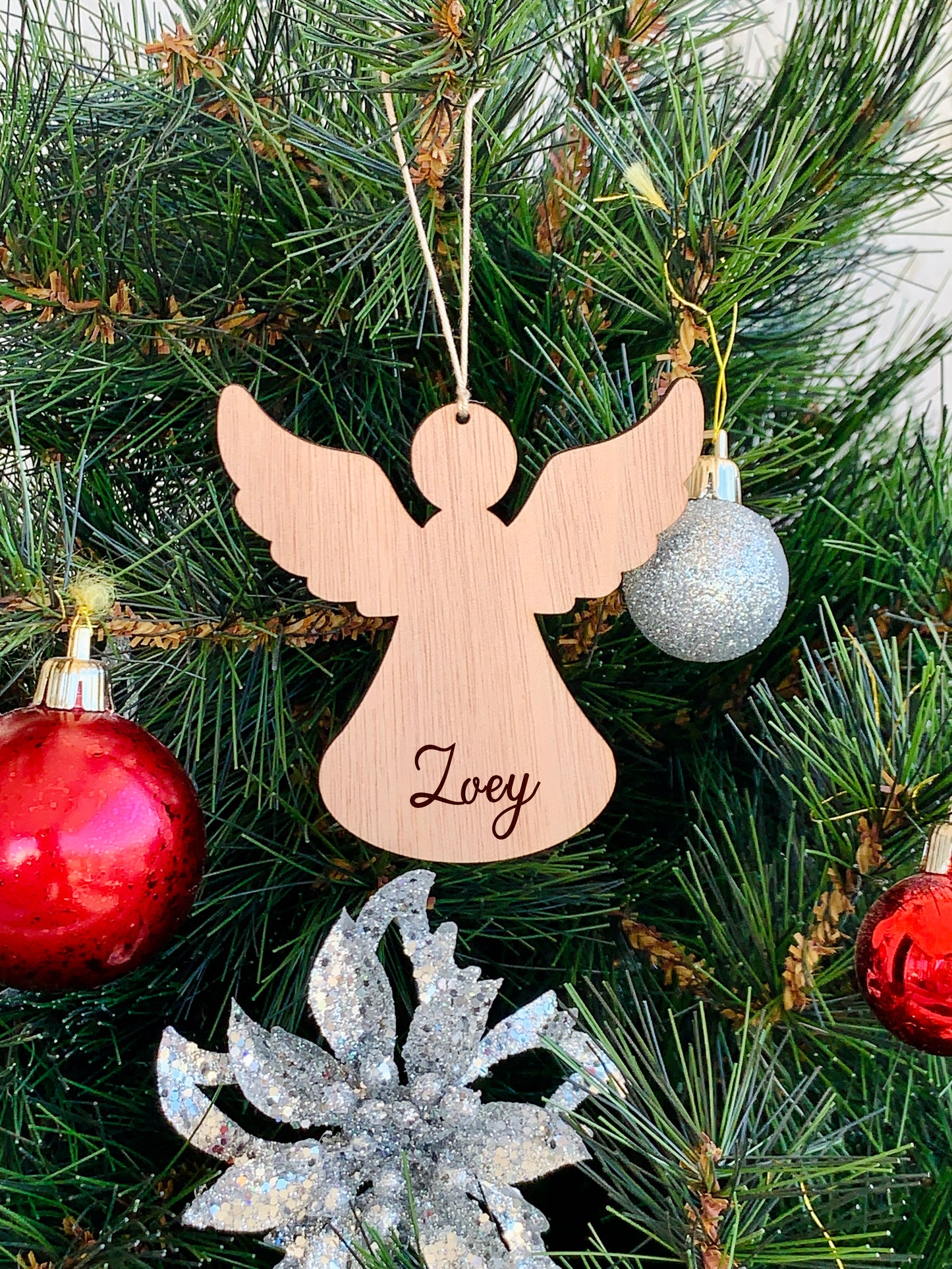Angel Memorial Christmas Ornament Personalized Angel Name Ornament, Custom Engraved Wood Ornament, Custom Family Xmas gift