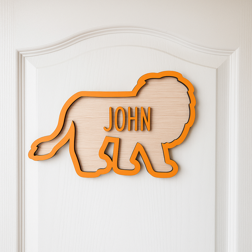 Personalized Wood Animal Name Sign Lion