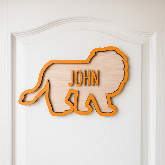 Personalized Wood Animal Name Sign Lion