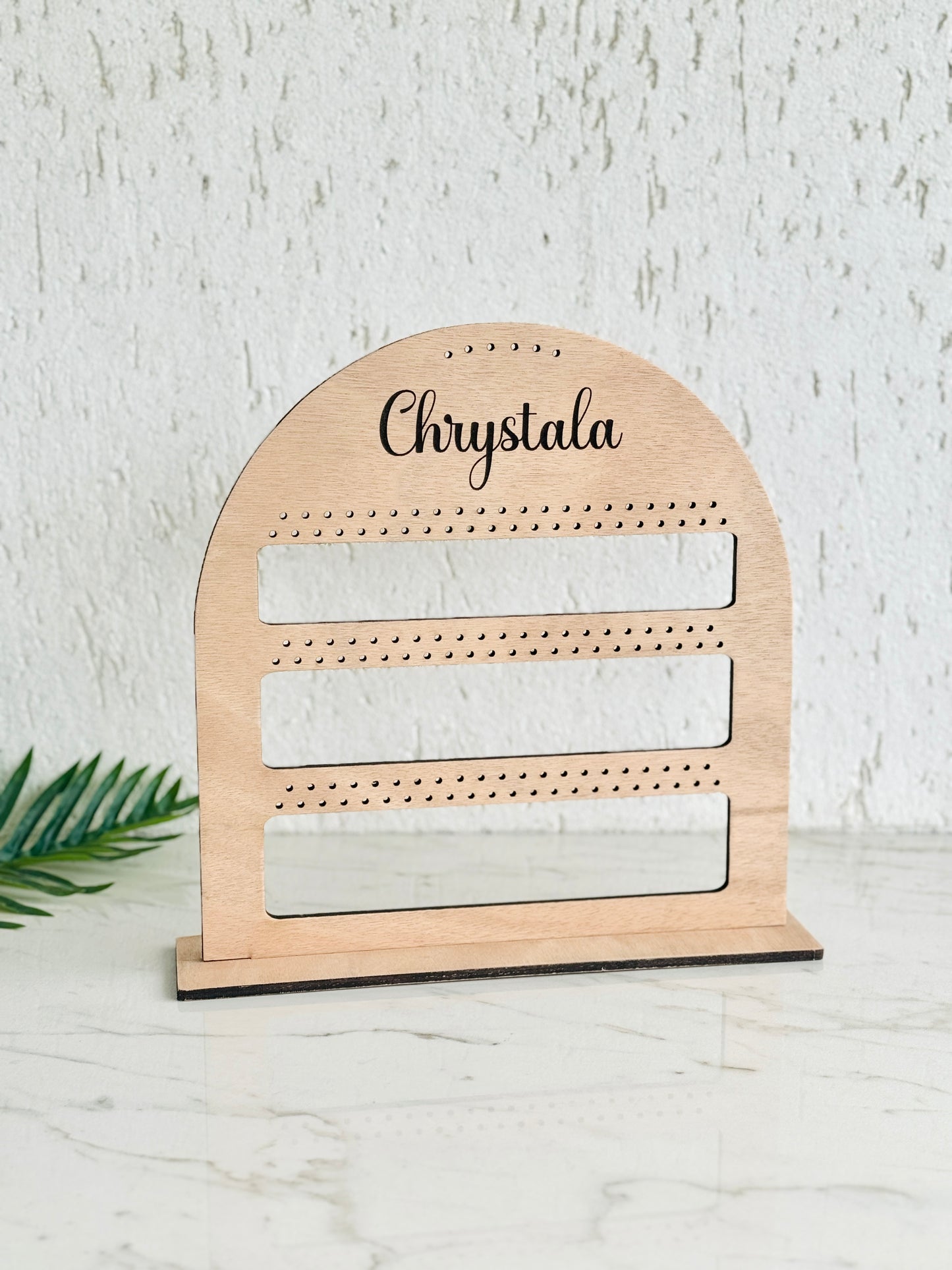 Personalized Wooden Earring Holder Stand – Custom Name Jewelry Organizer Display – Laser Cut Earrings Storage Rack for Studs & Dangles