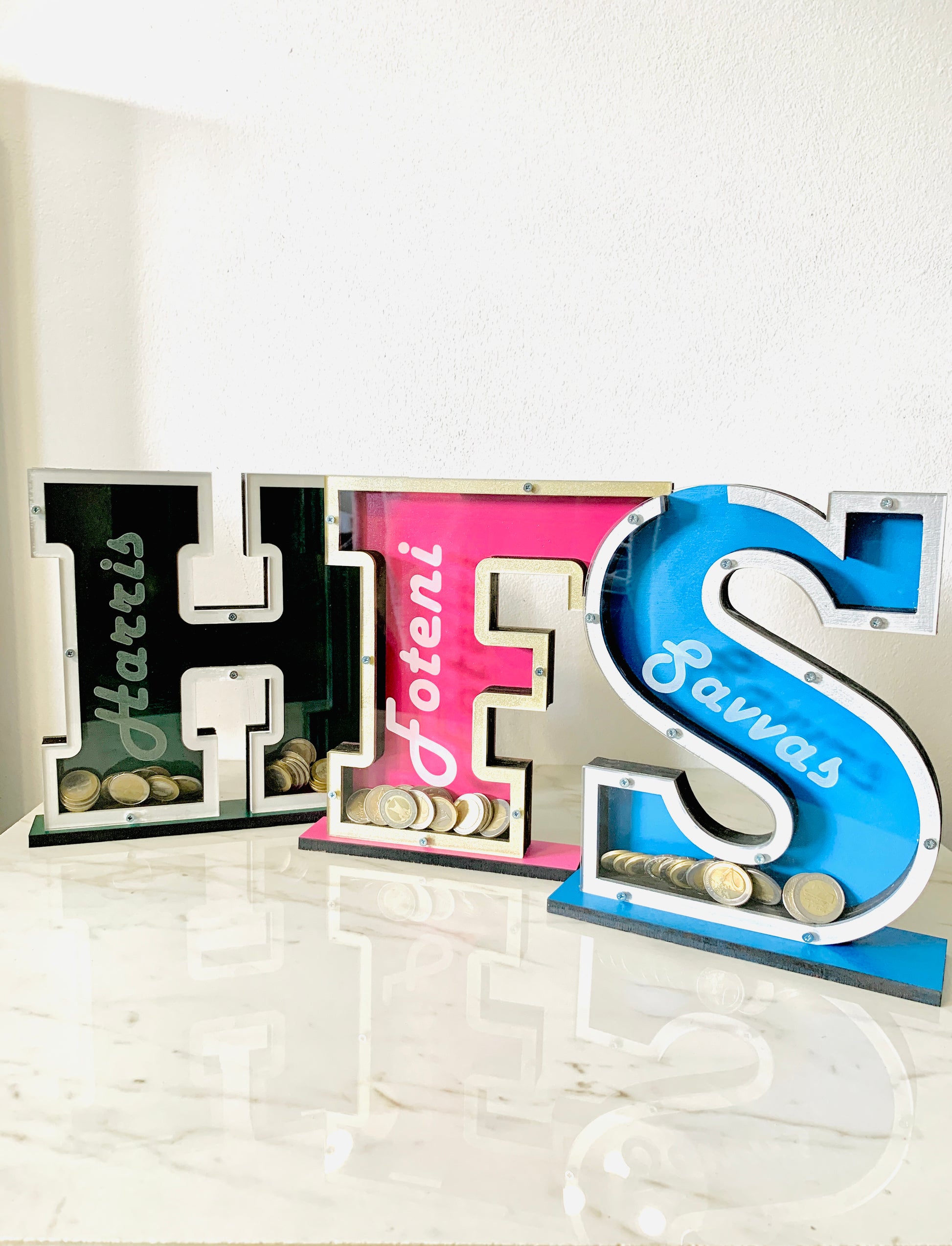 Personalized Initial Piggy Bank Wood Initial Letter Money Box, Name Nursery Decor
