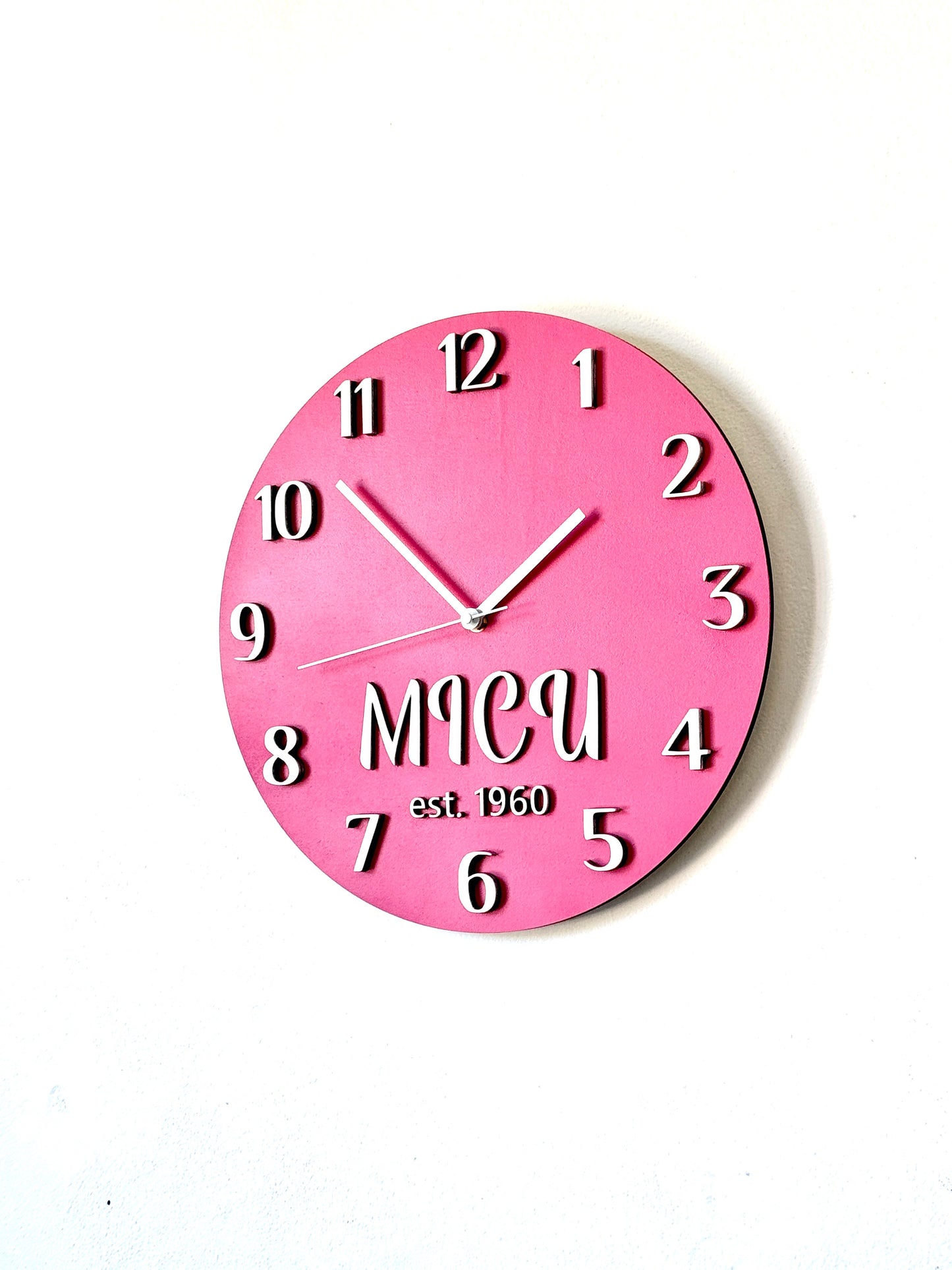 Personalized Kids Clock: Pink Purple Wooden Nursery Decor