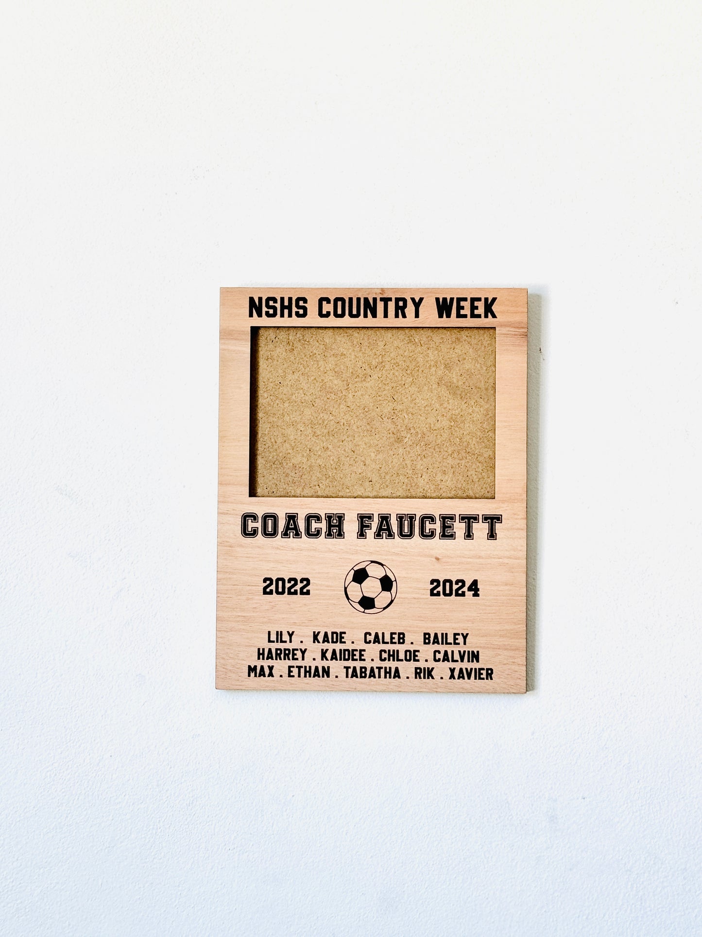 Personalized Soccer Coach Gift: Engraved Wooden Football Picture Frame