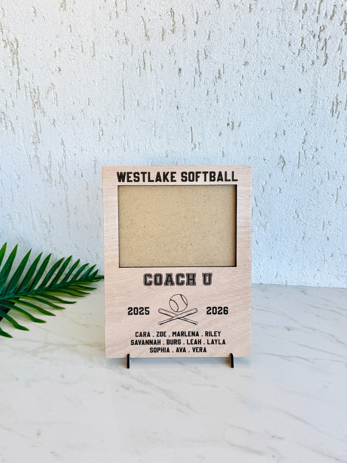 Personalized Softball Coach Gift Engraved Wood Picture Frame Baseball Team
