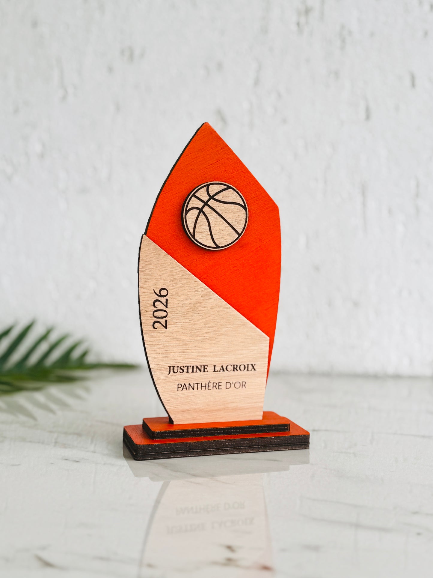 Personalized Wooden Basketball Award: End of Season Team Trophy