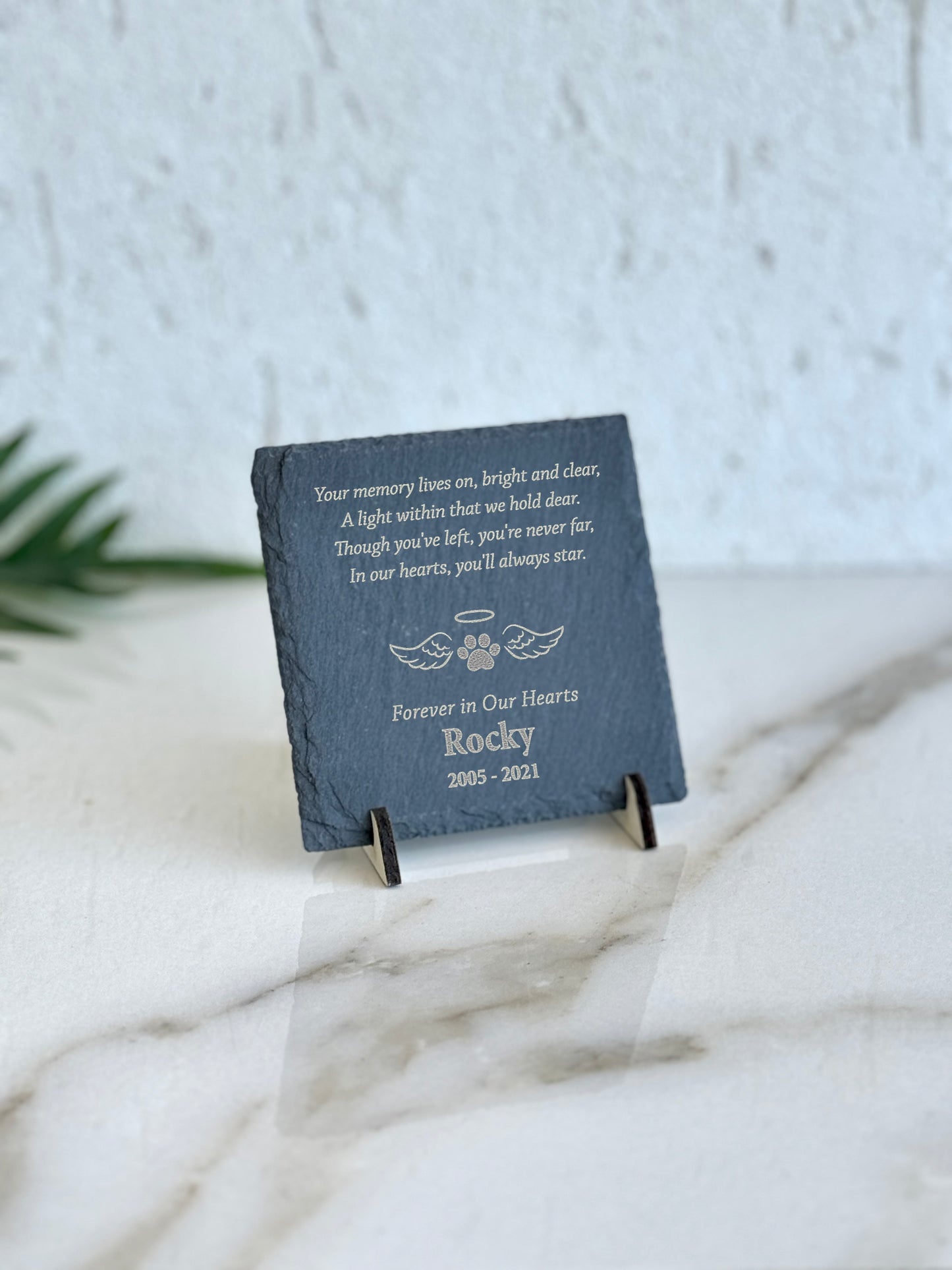 Personalized Memorial Stone Plaque: Engraved Slate Sympathy Gift. Pet Memorial Stone, Engraved Slate Plaque with Stand