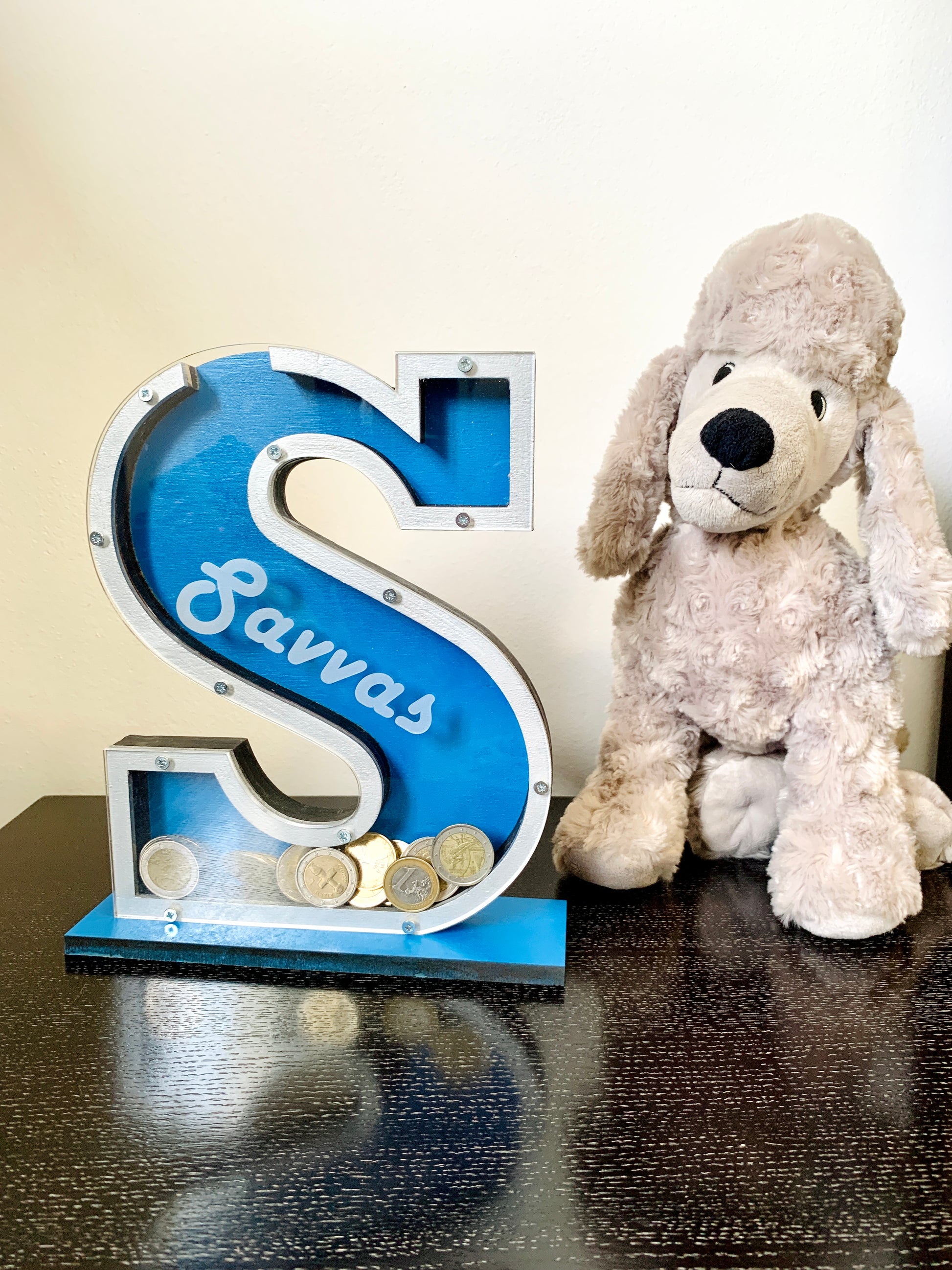 Personalized Initial Piggy Bank Wood Initial Letter Money Box, Name Nursery Decor