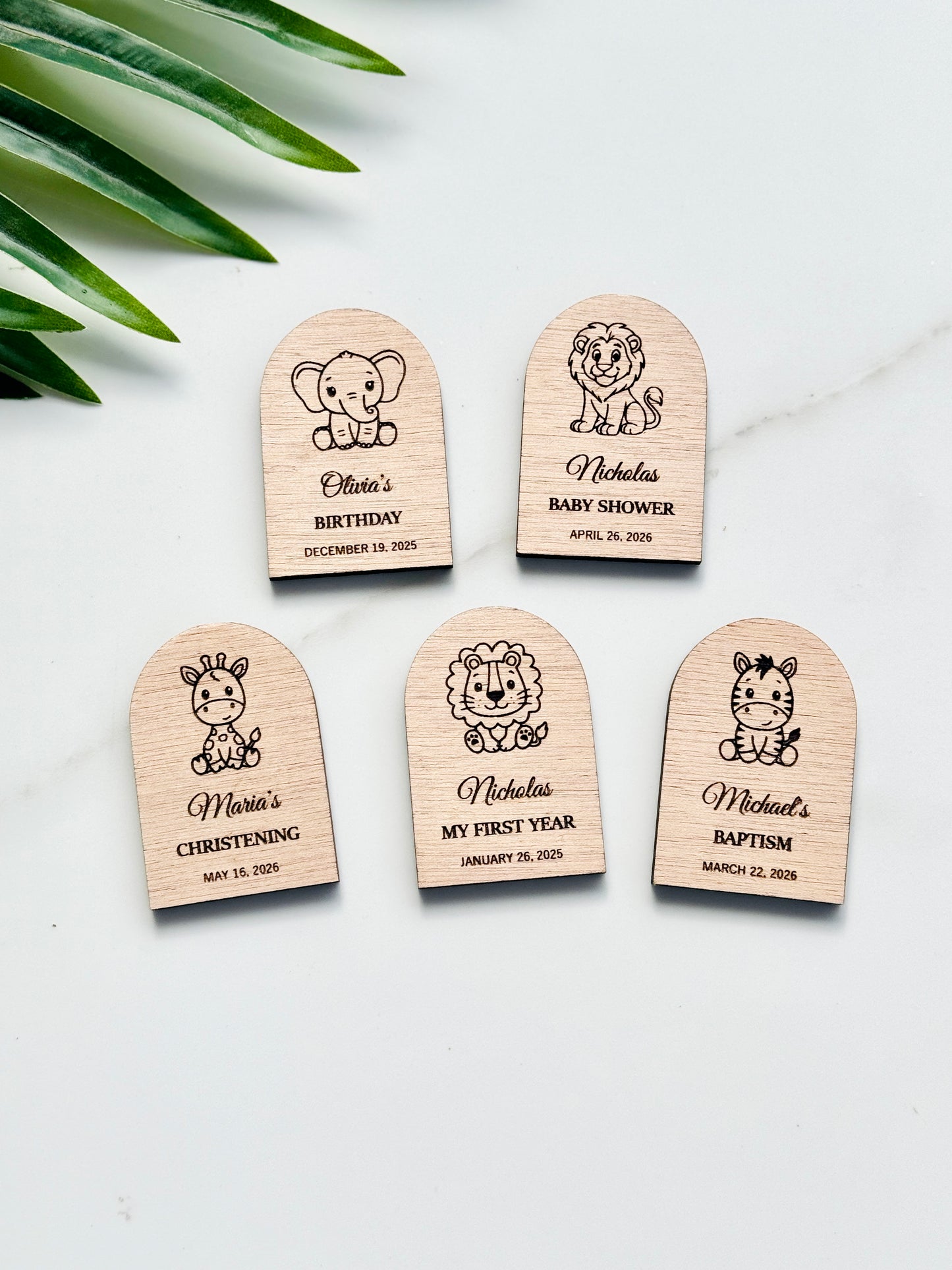 Baby Shower Jungle Animal Wooden Guest Favor