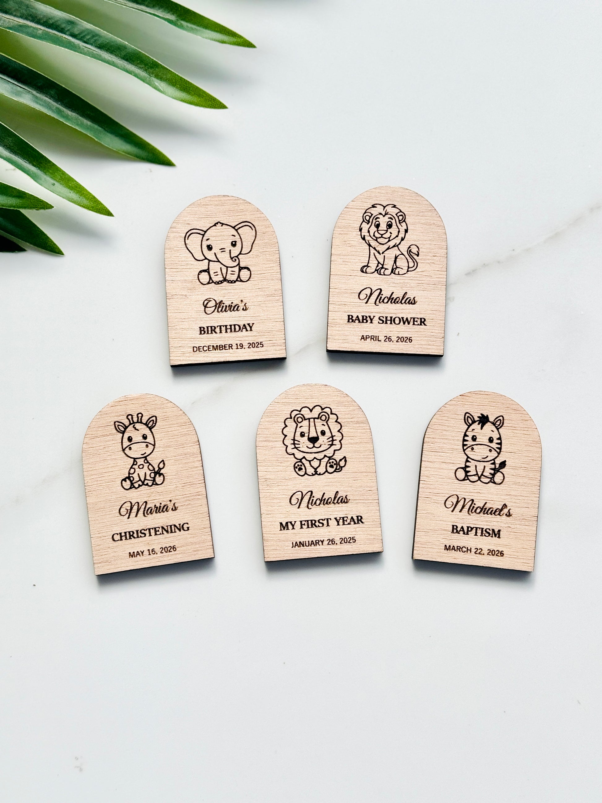 Baby Shower Jungle Animal Wooden Guest Favor
