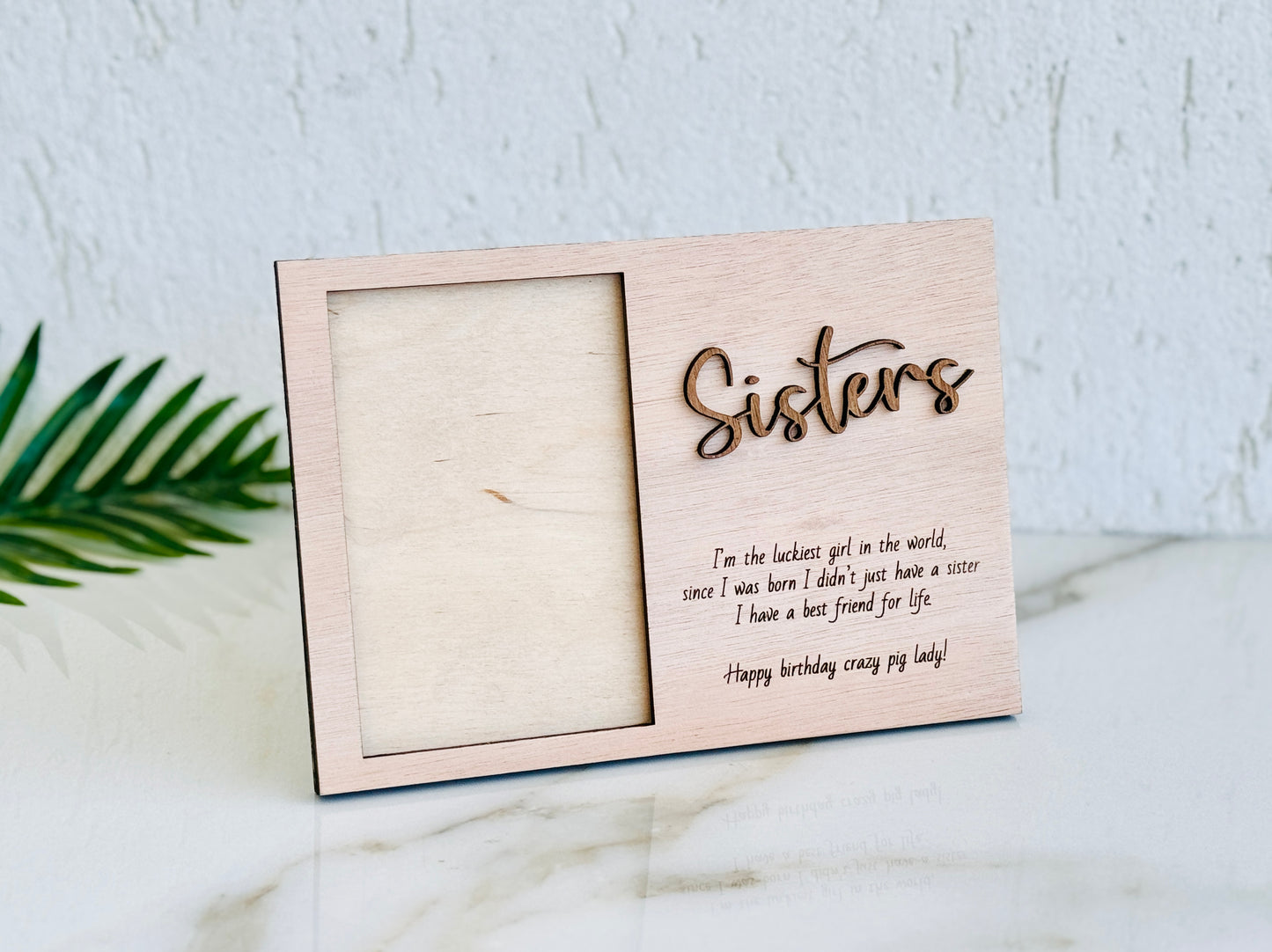 Sister Picture Frame Personalized Gift for Sister from Sister, Custom Wooden Engraved Laser Cut Photo Frame, Sister Unique Gift from Sister