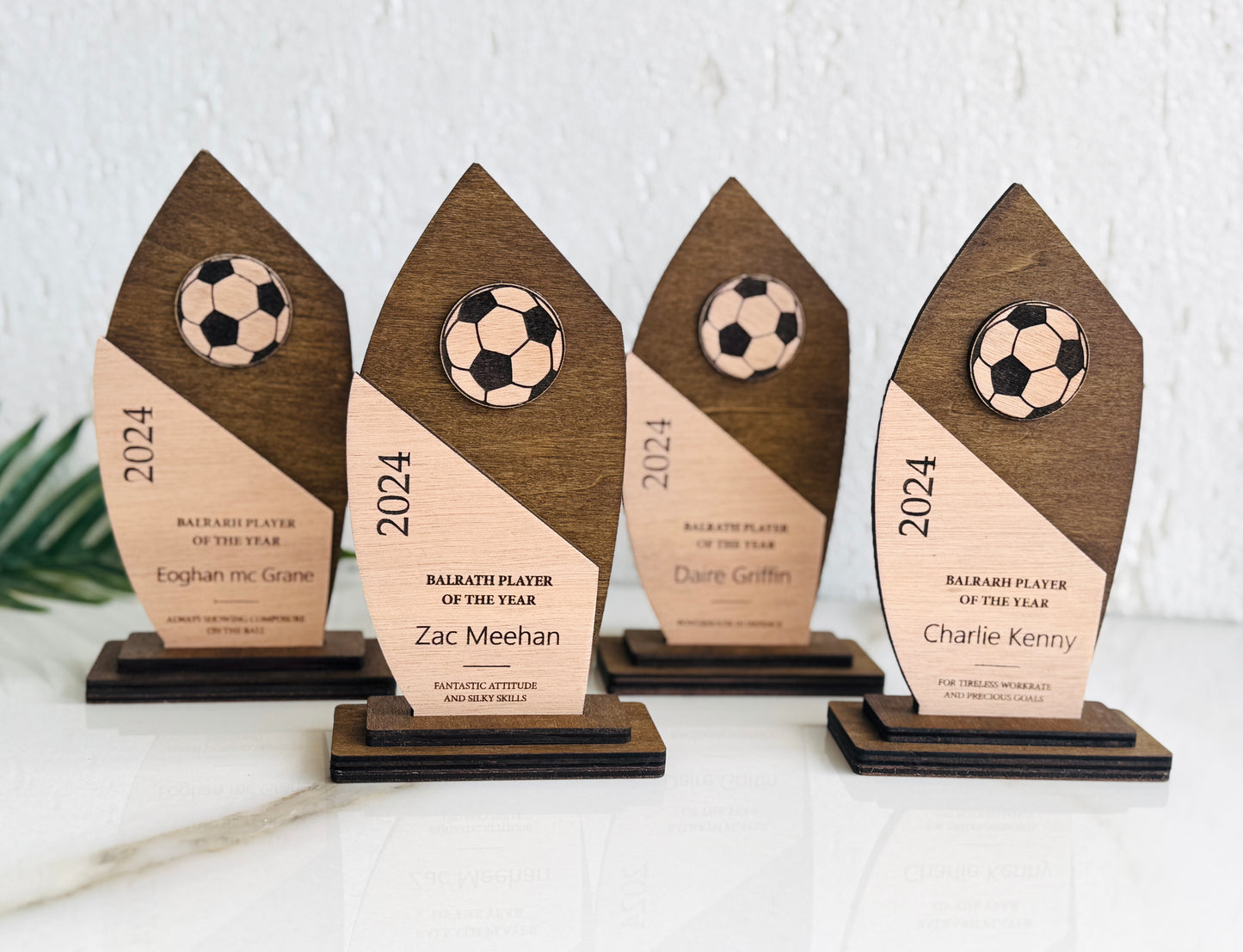 Personalized Soccer Award: Engraved Wooden Trophy for Team & Coach, End Of Season Football Gift