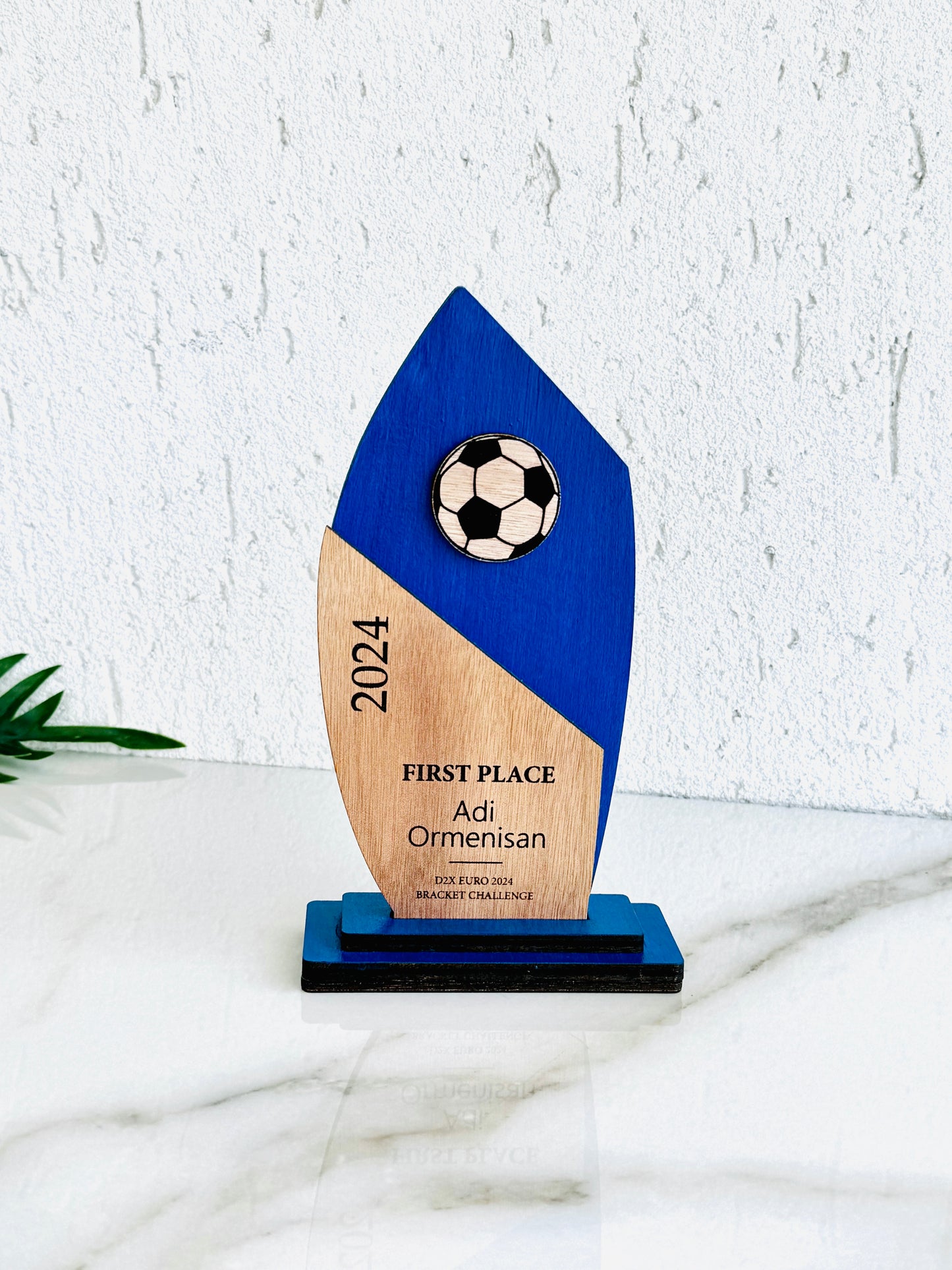 Personalized Soccer Award: Engraved Wooden Trophy for Team & Coach, End Of Season Football Gift