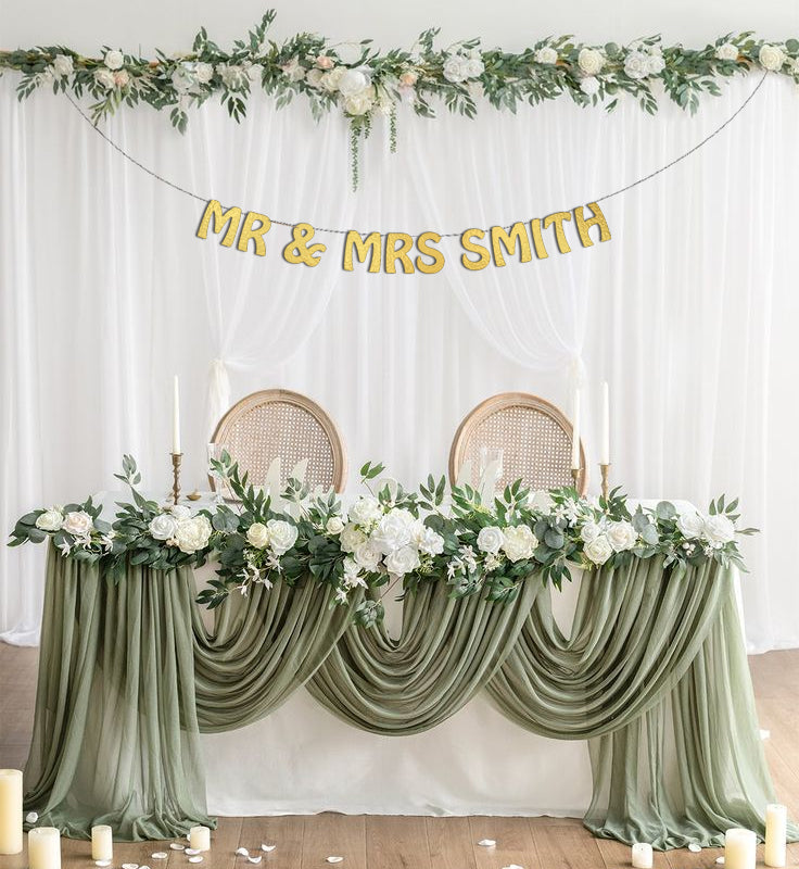 Custom wooden wedding banner with engraved letters, rustic farmhouse style