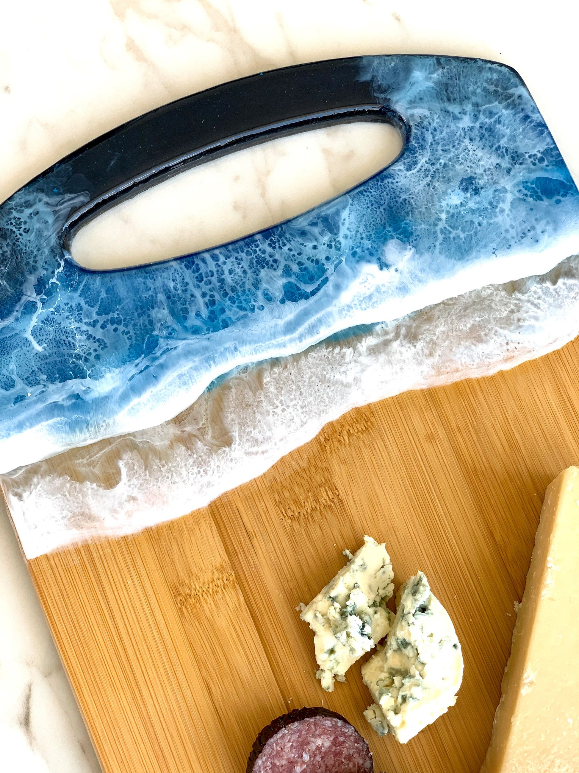 Personalised Resin Ocean Cutting Board, Ocean Chopping/ Cheese Board, Laser engraved Wood board