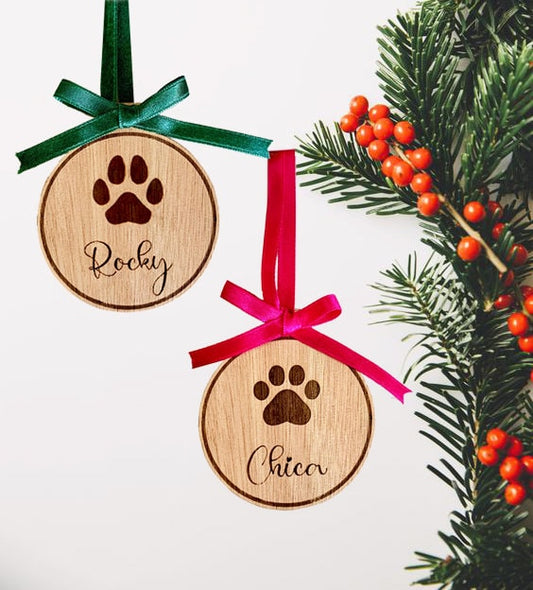 Dog Cat Paw Name Ornament, Custom Cat & Dog Christmas Bauble Pet Memorial Tags, Personalized Pet Christmas Decor, Custom Message Xmas Gift