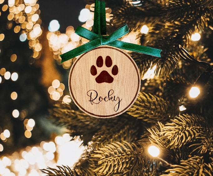 Personalized Pet Christmas Ornament: Custom Paw Print Memorial Bauble