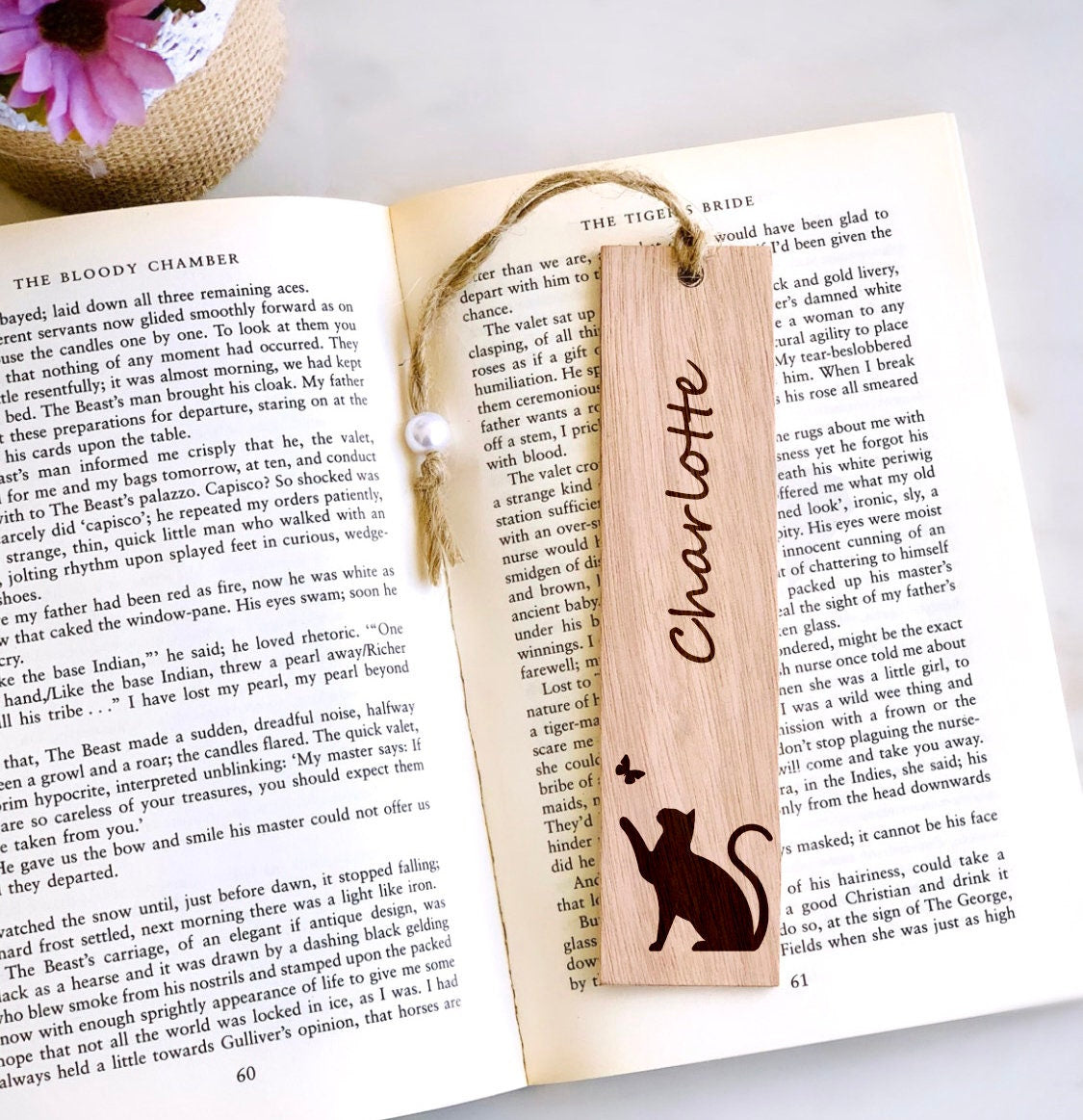 Personalized Cat Bookmark, Custom Wood Engraved Bookmark, Name Bookmark, Cats Bookmark, Handwritten, Bridesmaids, Birthday Gifts for friends