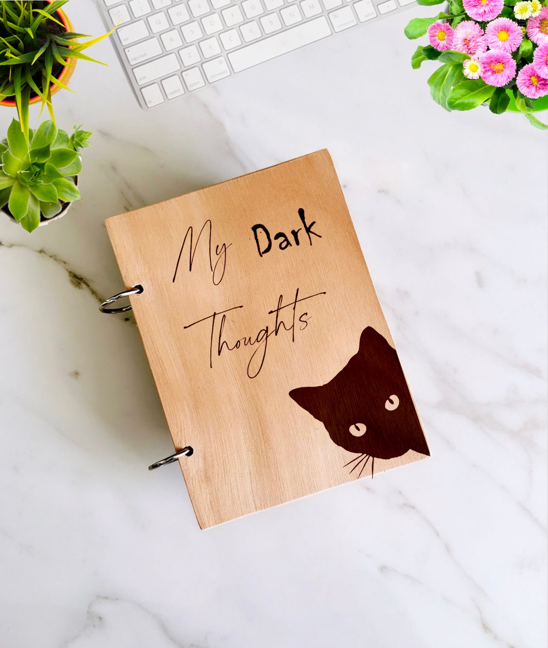 Cat Notebook Personalized, Cats Engraved Notebook, Custom Wood Name Notebook, Personalized Kitten Journal. A5 & A6 Sketchbook