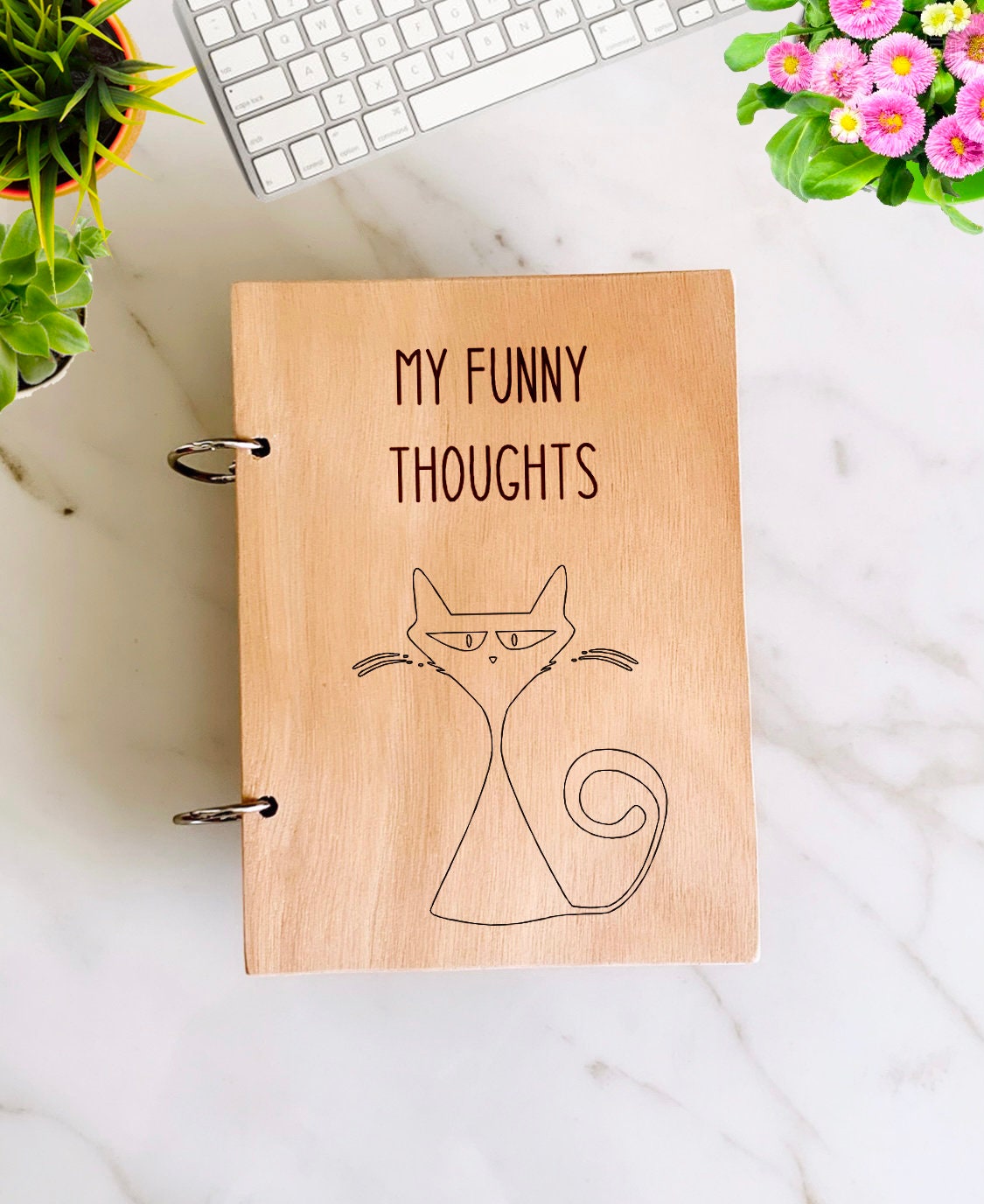 Cat Notebook Personalized, Cats Engraved Notebook, Custom Wood Name Notebook, Personalized Kitten Journal. A5 & A6 Sketchbook