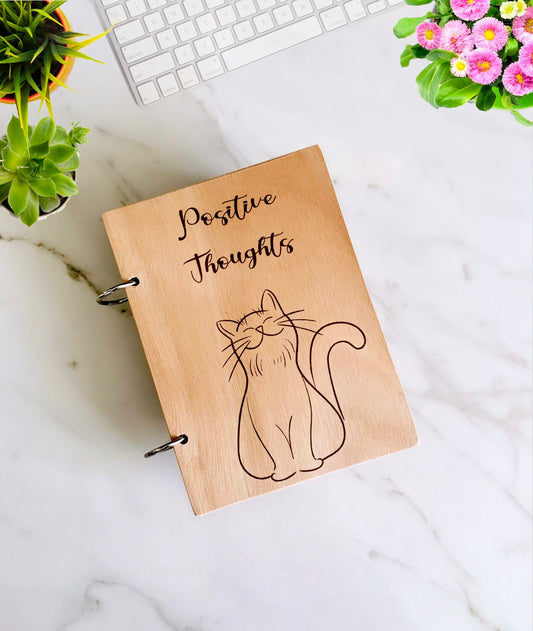 Cat Notebook Personalized, Cats Engraved Notebook, Custom Wood Name Notebook, Personalized Kitten Journal. A5 & A6 Sketchbook