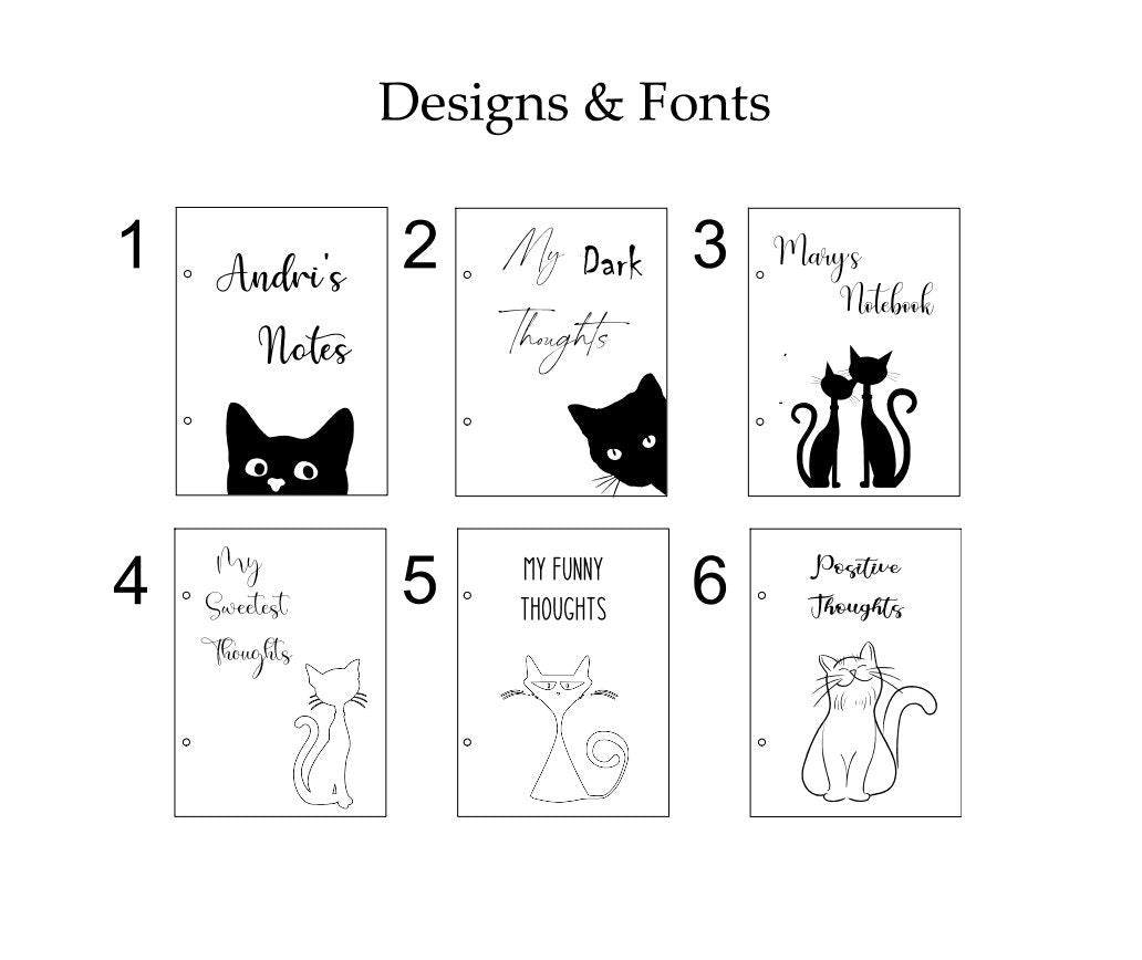 Personalized Cat Wood Notebook: Engraved Journal, A5/A6/A4