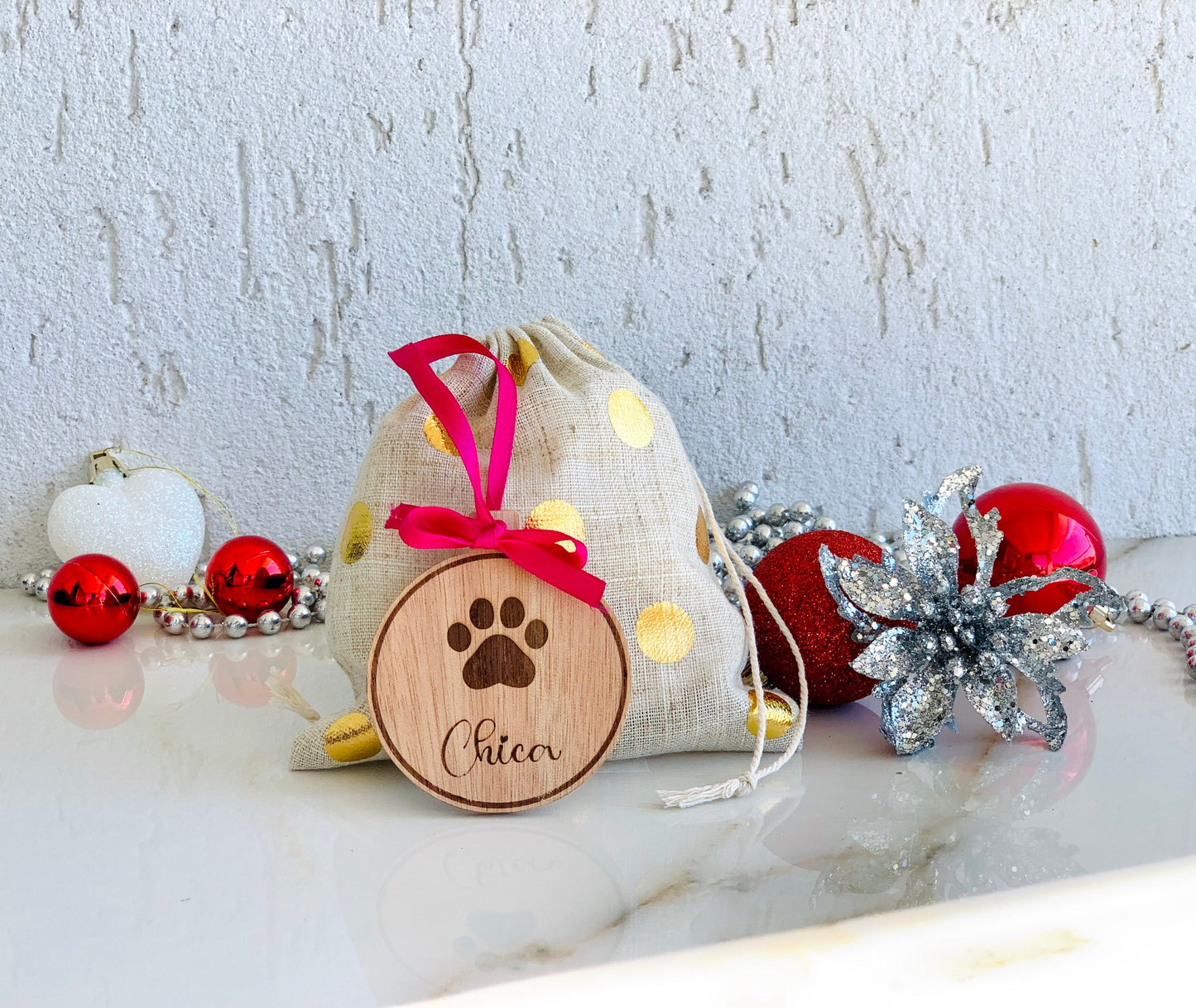 Personalized Pet Christmas Ornament: Custom Paw Print Memorial Bauble