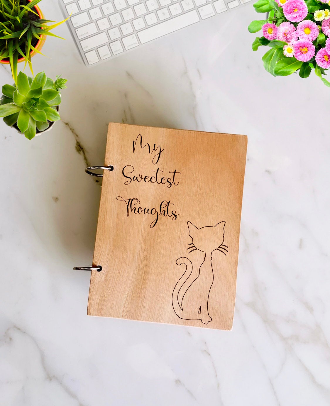 Cat Notebook Personalized, Cats Engraved Notebook, Custom Wood Name Notebook, Personalized Kitten Journal. A5 & A6 Sketchbook