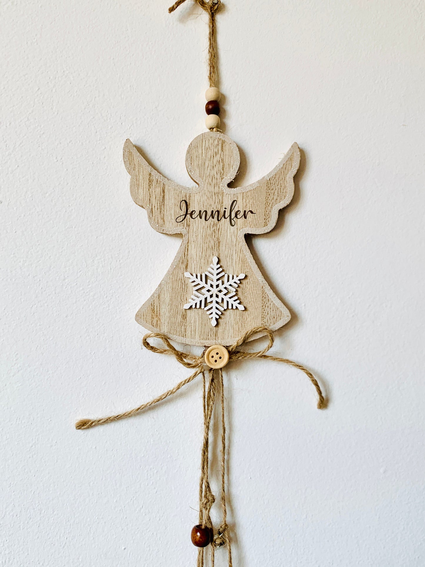 Personalized Angel Ornament, Angel Names Ornament, Christmas Angel Memorial Ornament, Custom Engraved Wood Ornament, Custom Family Xmas gift