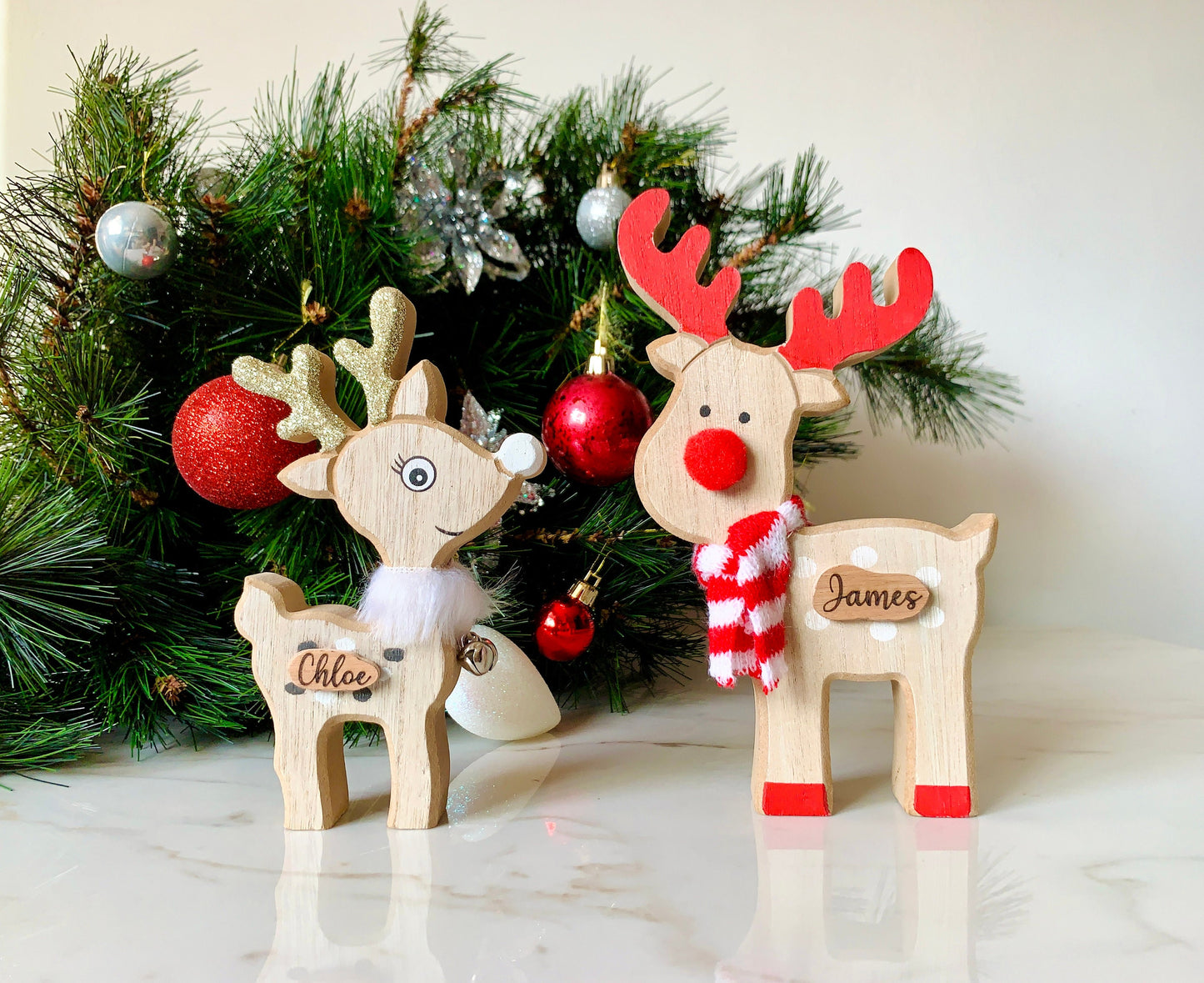 Personalized Christmas Reindeer, Place Name Settings, Freestanding Christmas Reindeer, Family Christmas Gifts, Xmas Wood Engraved Reindeer