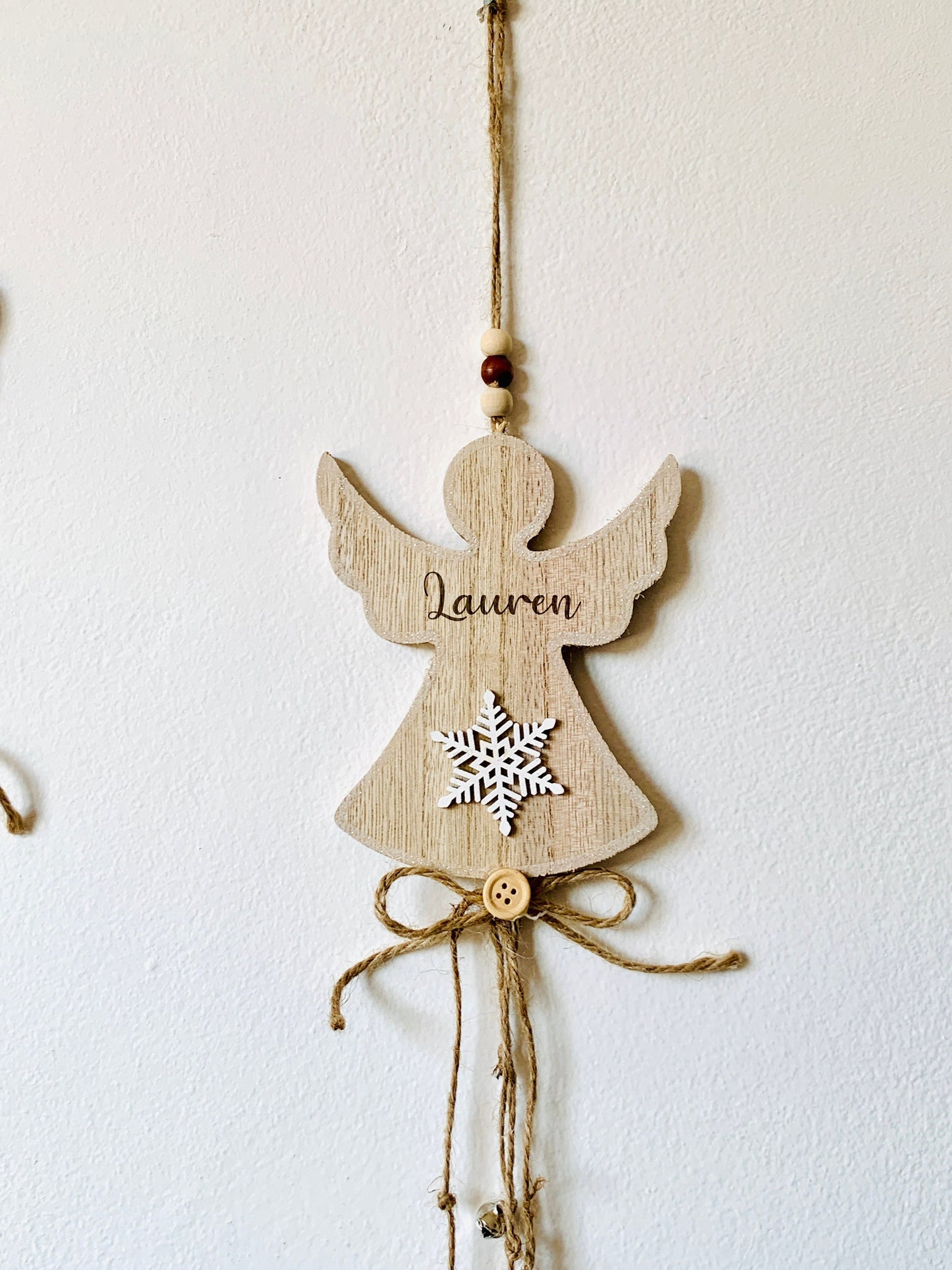 Personalized Angel Ornament, Angel Names Ornament, Christmas Angel Memorial Ornament, Custom Engraved Wood Ornament, Custom Family Xmas gift