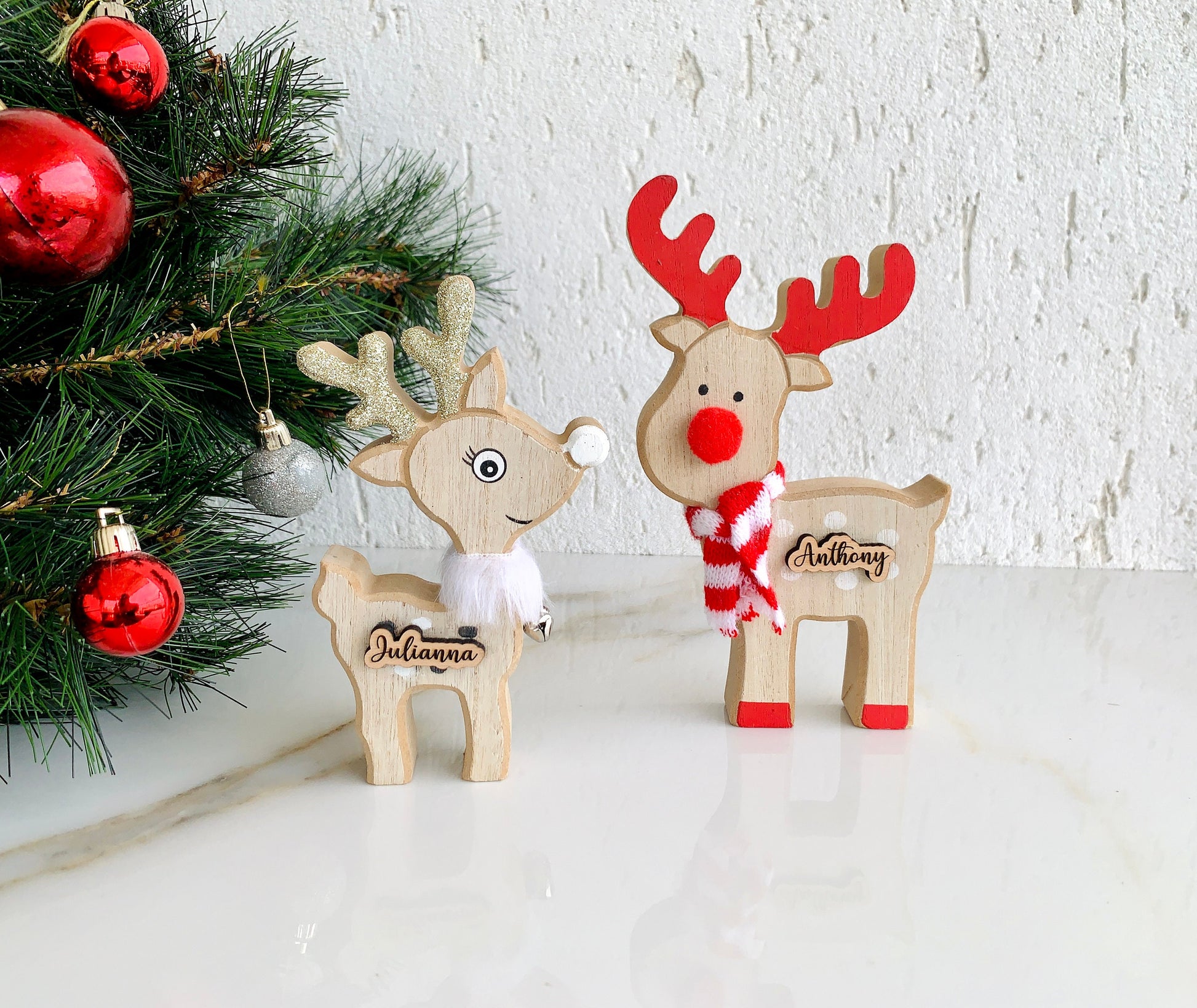 Personalized Christmas Reindeer, Place Name Settings, Freestanding Christmas Reindeer, Family Christmas Gifts, Xmas Wood Engraved Reindeer