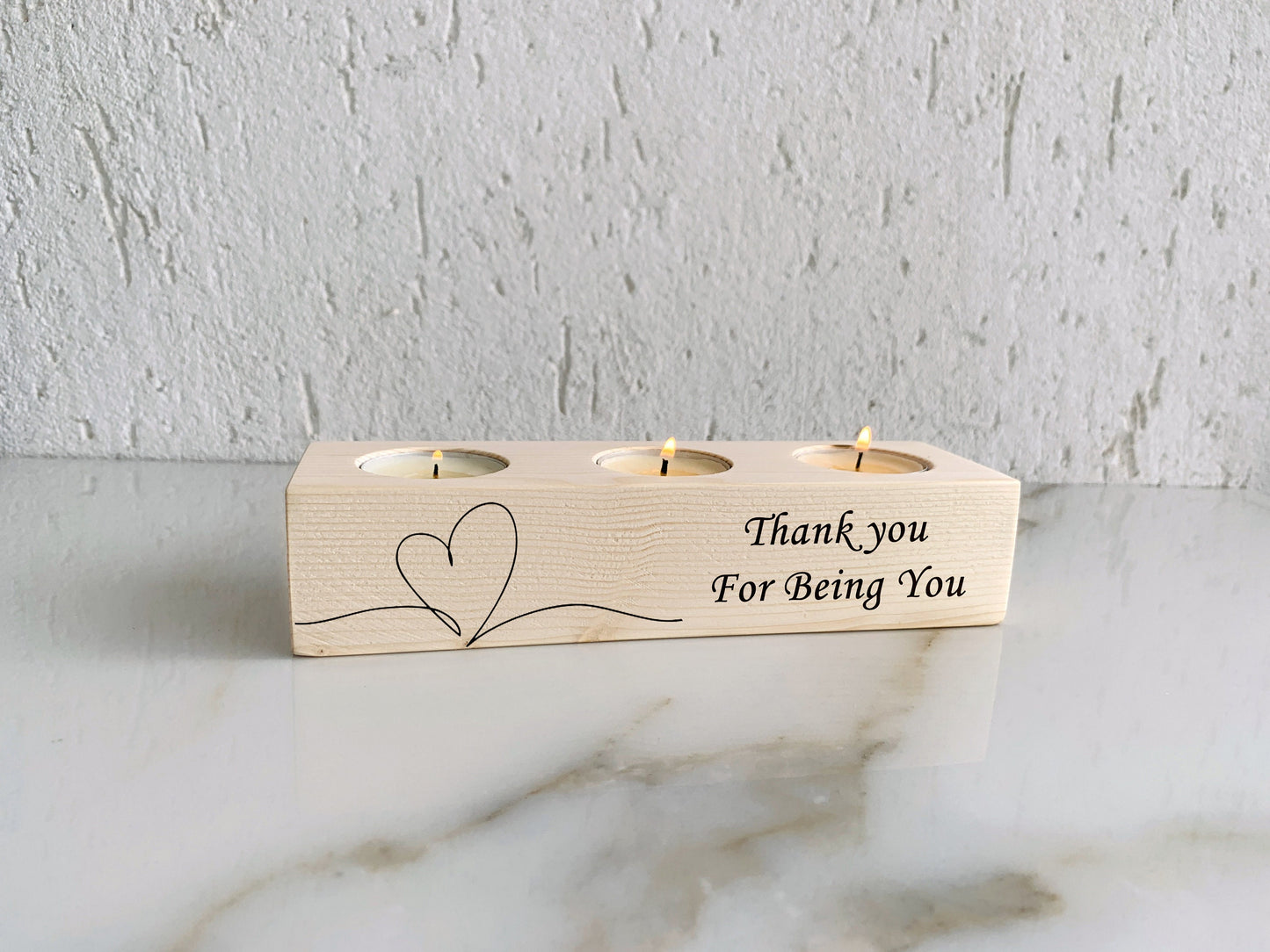 Personalised Tealight Holder, Custom Message Wood Engraved Candle Holder, Birthday Gift, Anniversary Home Gift, Friends, Family, For Him/Her