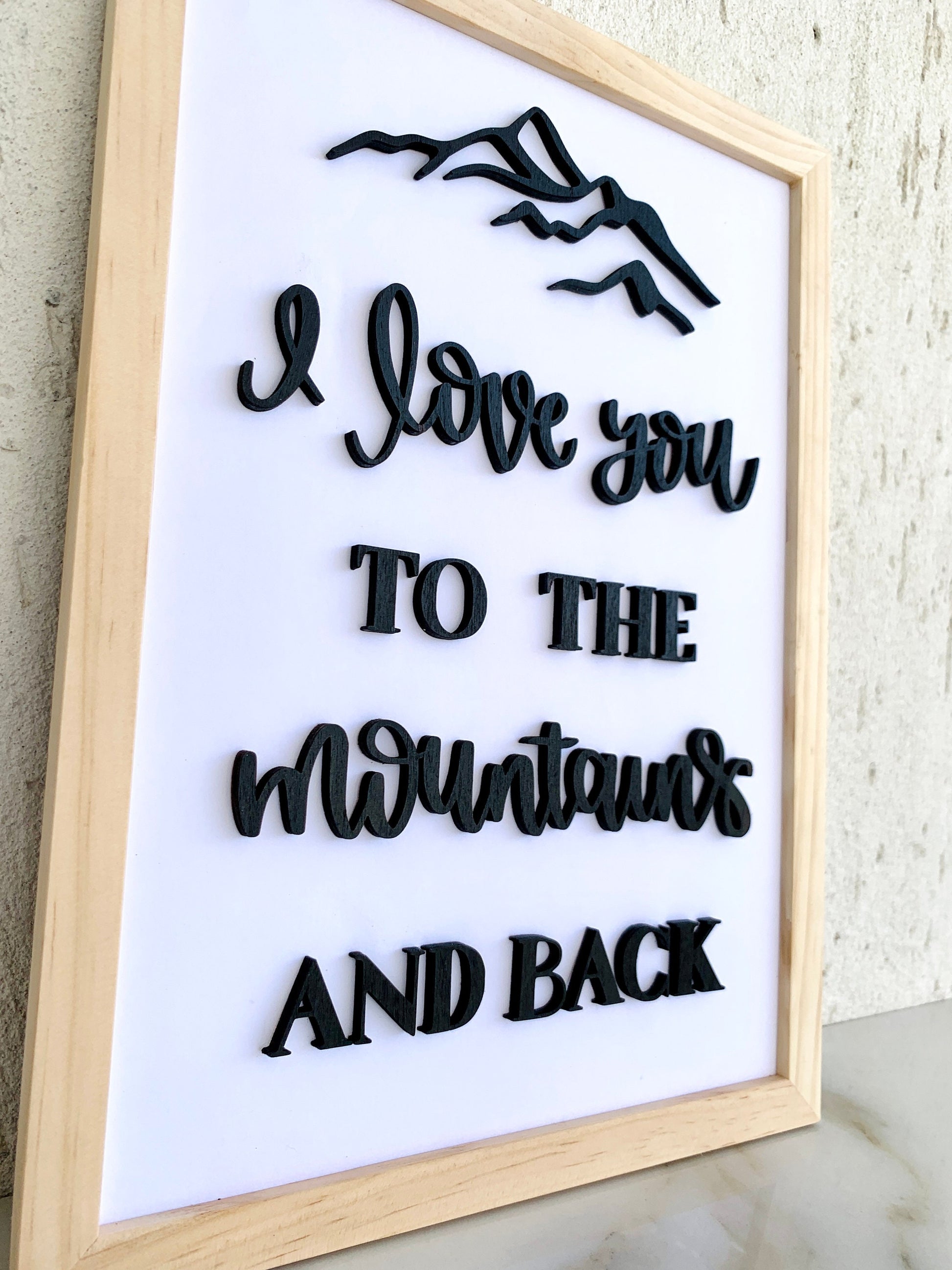 I Love you To The Mountains 3D Framed Wall Art Wood Sign, Valentines Day, Couples Anniversary Gift, Housewarming, Birthday Gift for Her/Him