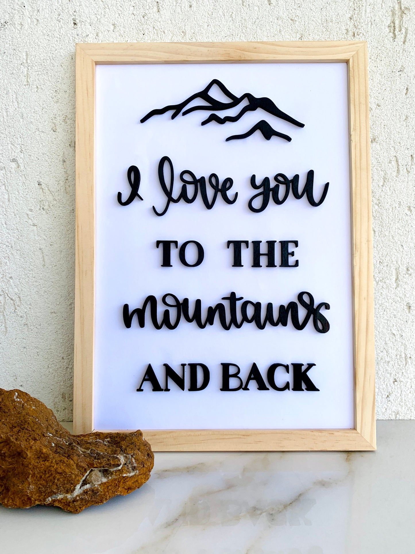 I Love you To The Mountains 3D Framed Wall Art Wood Sign, Valentines Day, Couples Anniversary Gift, Housewarming, Birthday Gift for Her/Him