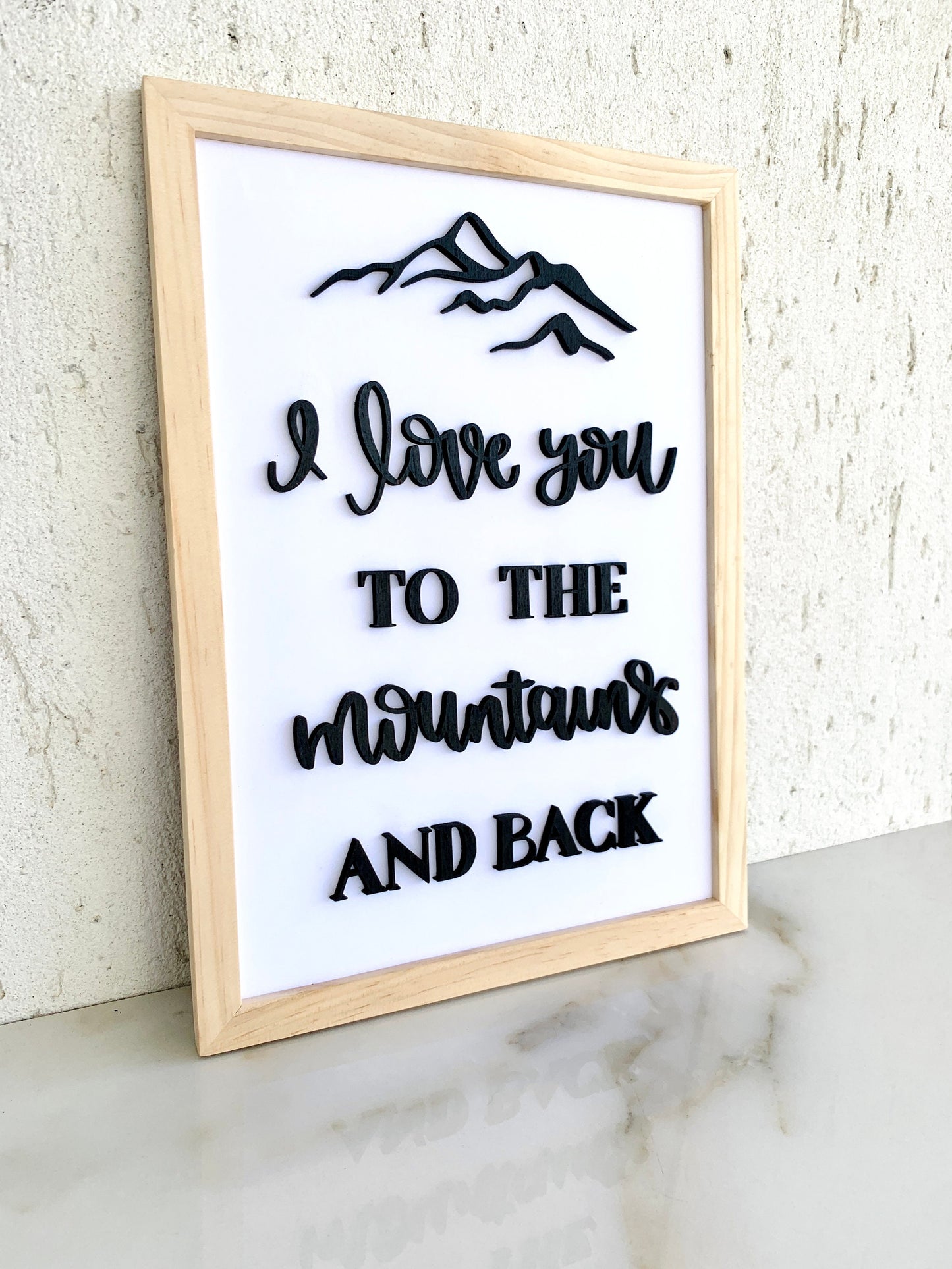 I Love you To The Mountains 3D Framed Wall Art Wood Sign, Valentines Day, Couples Anniversary Gift, Housewarming, Birthday Gift for Her/Him