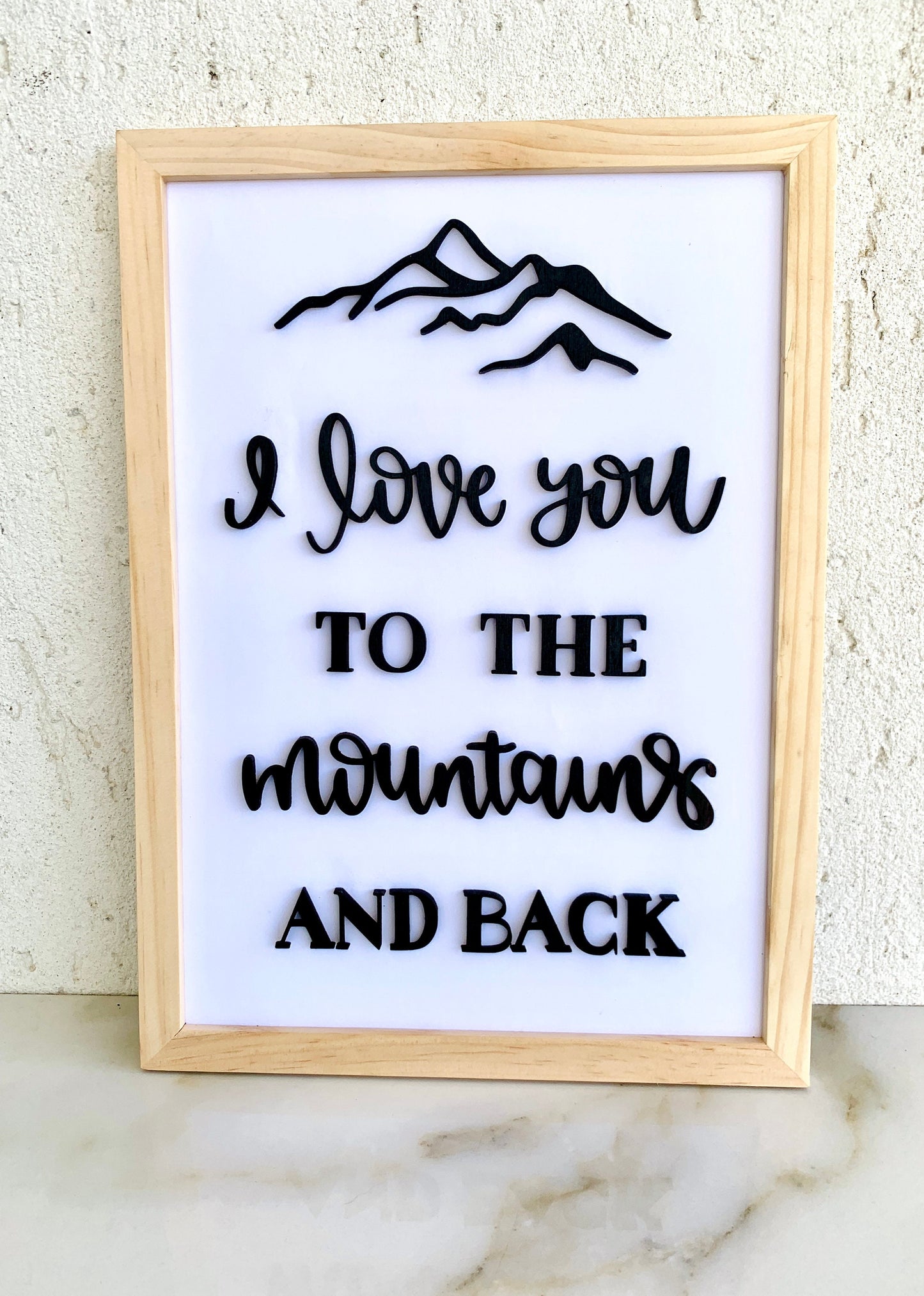 I Love you To The Mountains 3D Framed Wall Art Wood Sign, Valentines Day, Couples Anniversary Gift, Housewarming, Birthday Gift for Her/Him