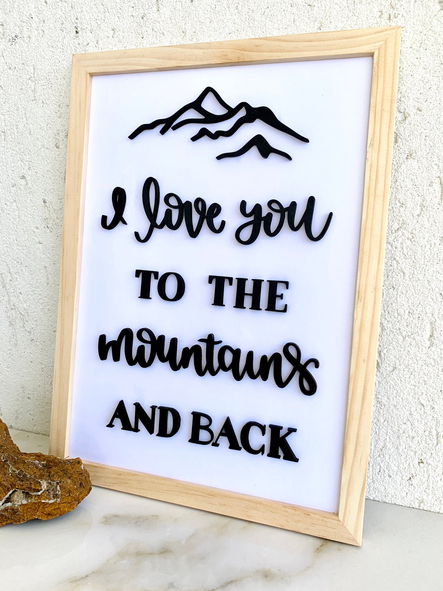 I Love you To The Mountains 3D Framed Wall Art Wood Sign, Valentines Day, Couples Anniversary Gift, Housewarming, Birthday Gift for Her/Him