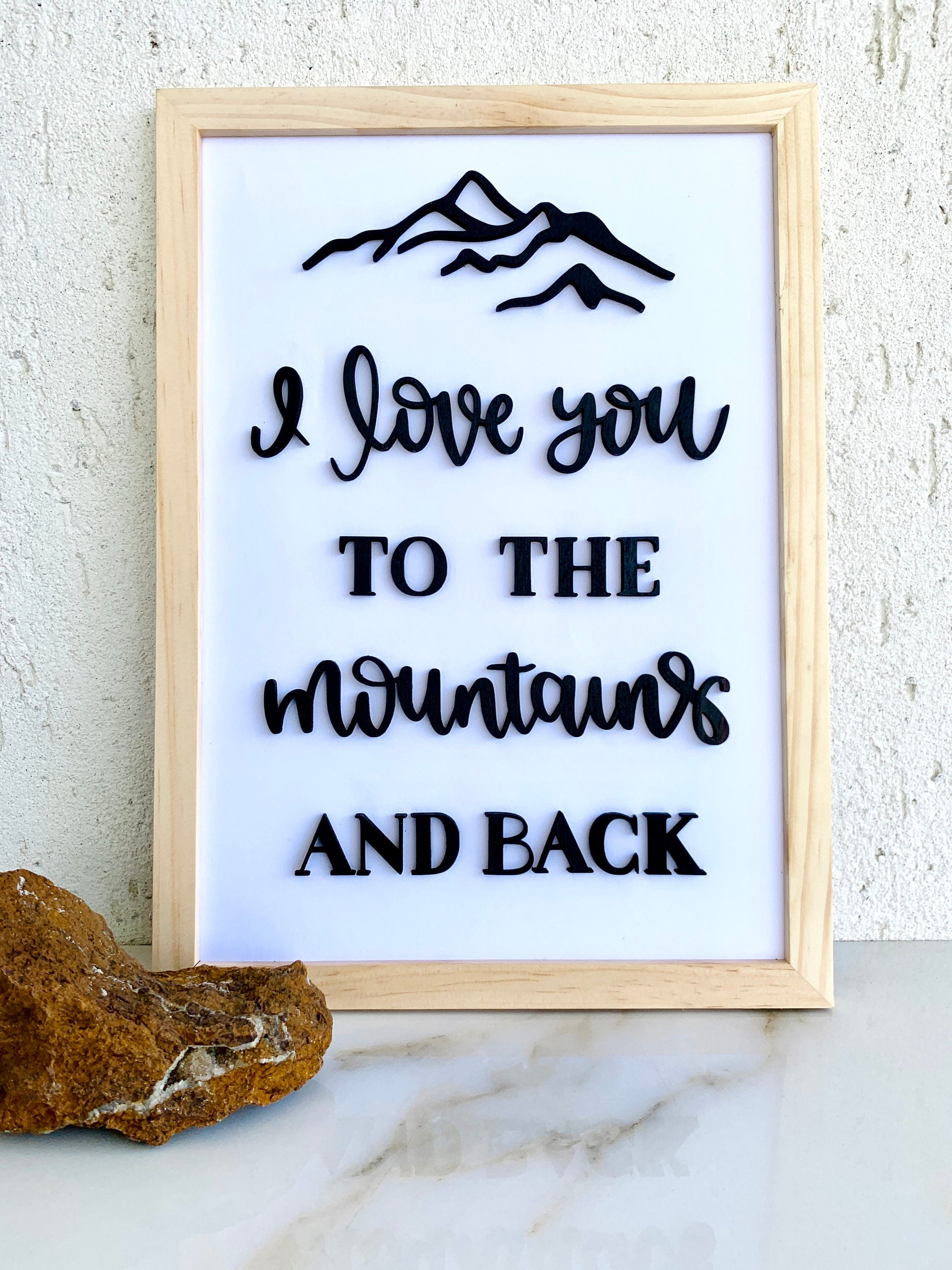 I Love you To The Mountains 3D Framed Wall Art Wood Sign, Valentines Day, Couples Anniversary Gift, Housewarming, Birthday Gift for Her/Him