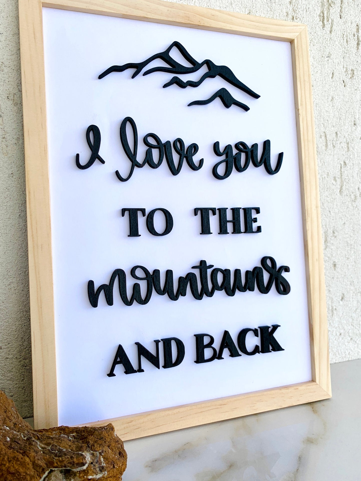 I Love you To The Mountains 3D Framed Wall Art Wood Sign, Valentines Day, Couples Anniversary Gift, Housewarming, Birthday Gift for Her/Him