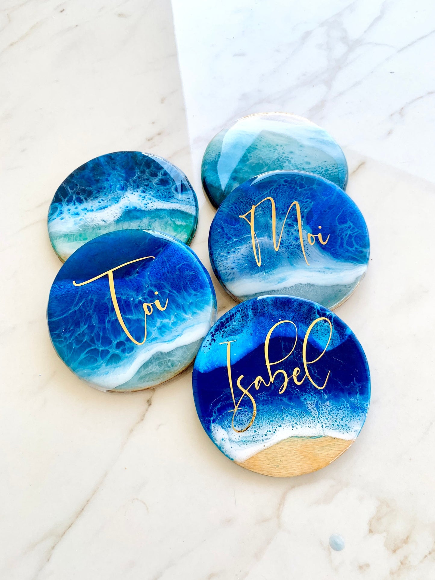 Resin Ocean Coasters, Personalized 3D Ocean Epoxy Resin Coaster, Beach Wave Coasters, Blue Ocean Coasters, Drink Beer Mat, Housewarming Gift