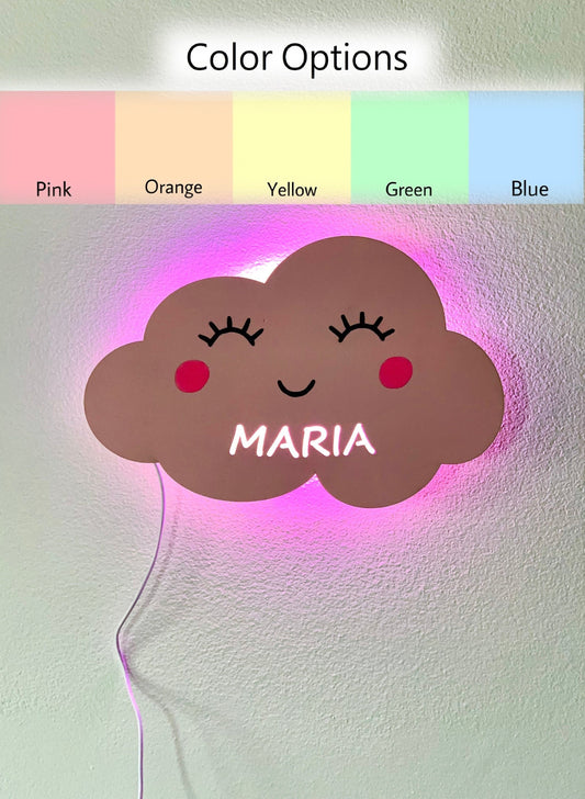 Cloud Night Light Personalized Wood Lamp Nursery Light Wall Decor Kids Room LED Lamp New Baby Shower Gift, Cloud Wall Lamp for Baby&#39;s Room