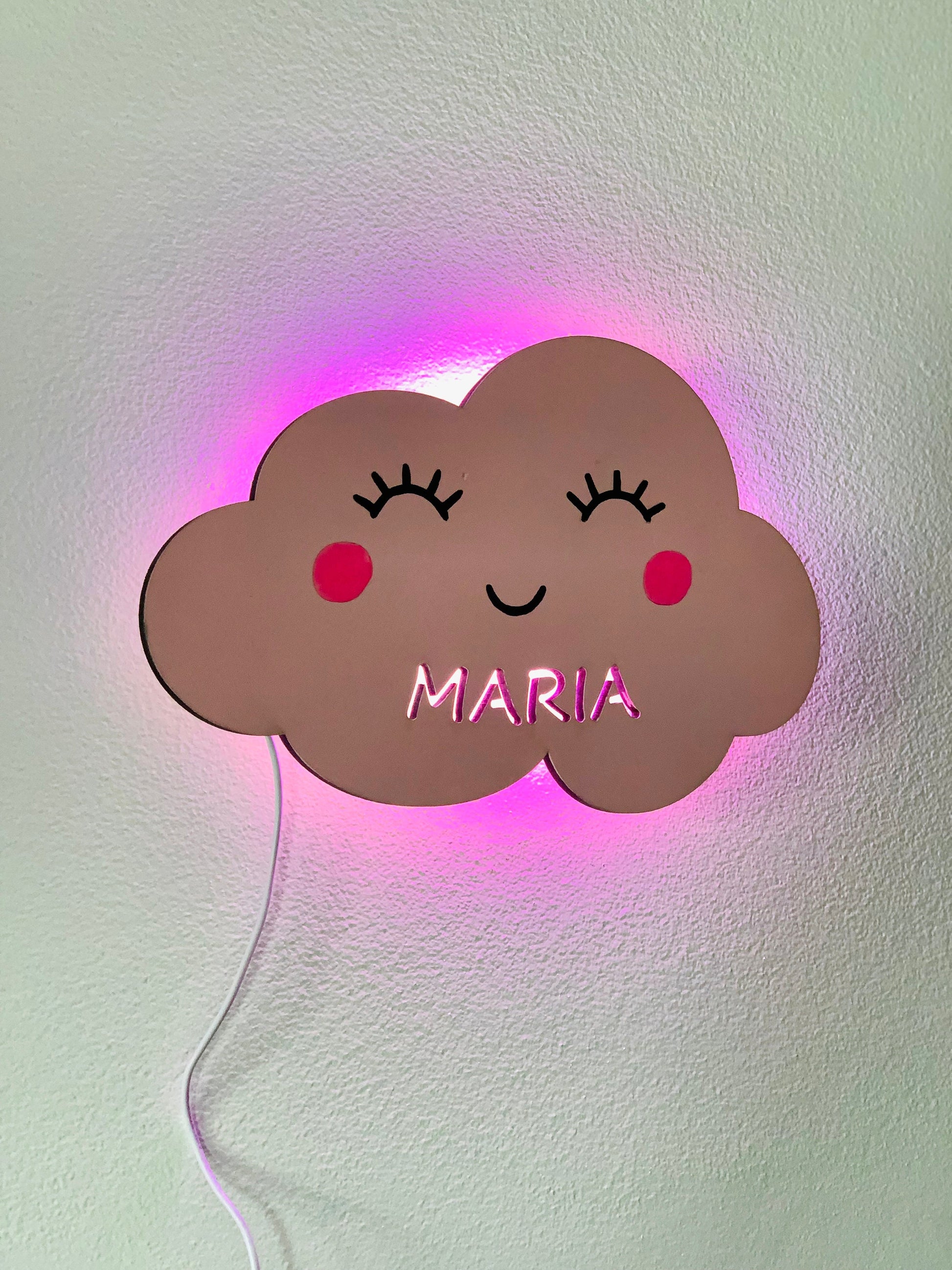 Cloud Night Light Personalized Wood Lamp Nursery Light Wall Decor Kids Room LED Lamp New Baby Shower Gift, Cloud Wall Lamp for Baby&#39;s Room