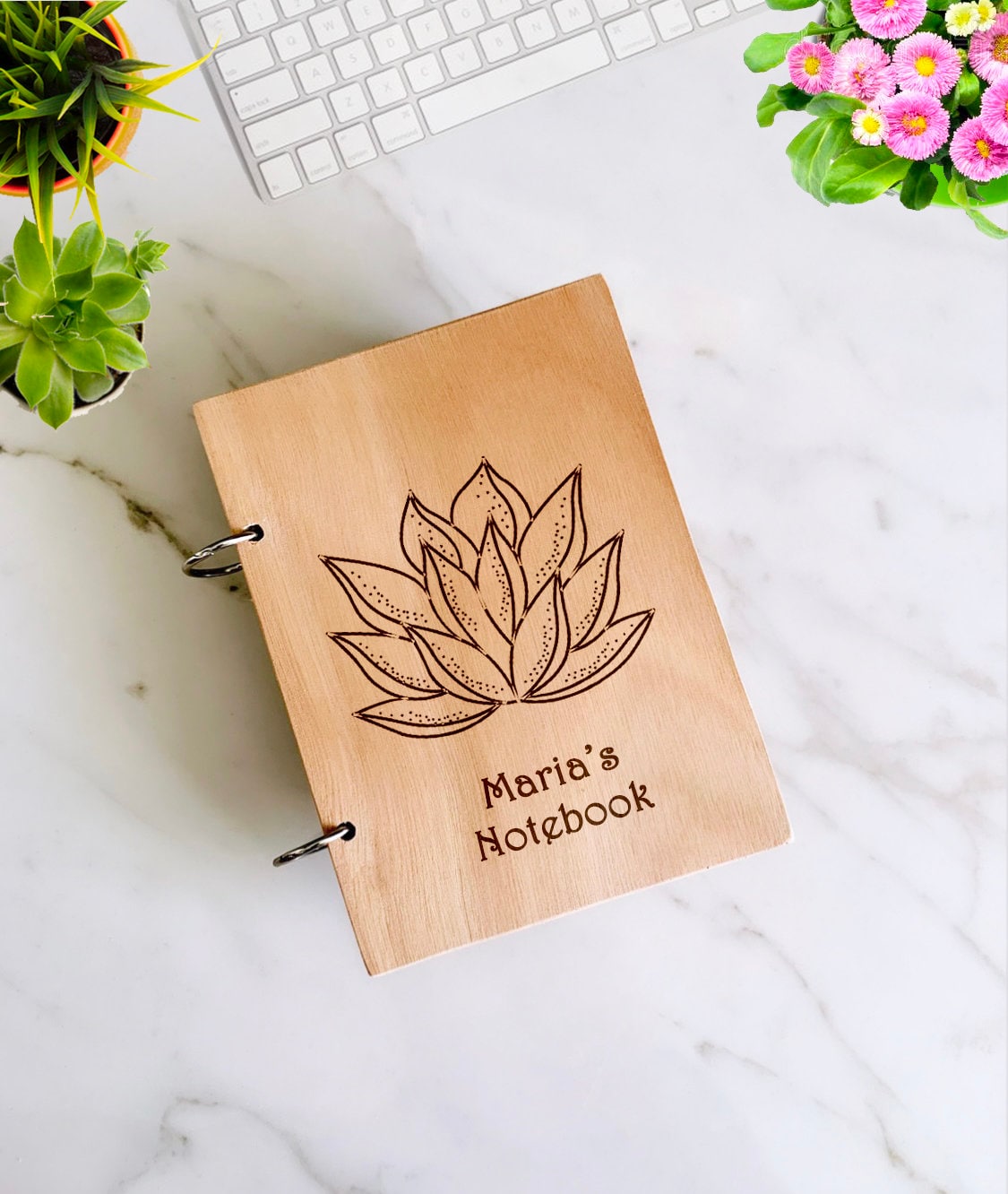 Mandala Name Wood Notebook Personalized Custom Message Wood Engraved Journal Mandala Notepad A5/A6 Sketchbook Personalized Gift for Her