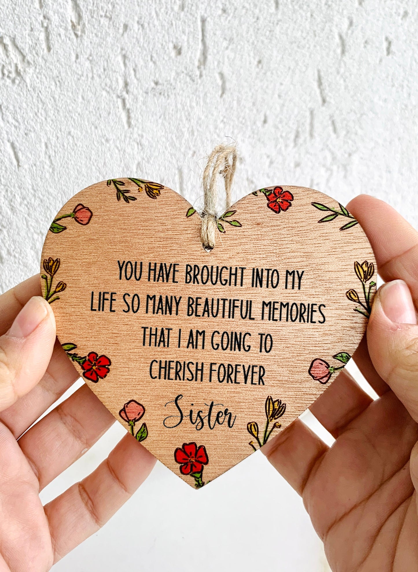 Big Sister Little Sister Wooden Plaque Laser Engraved Heart Sign Beautiful Memories Cherish Forever Keepsake Special Sister Reveal Gift