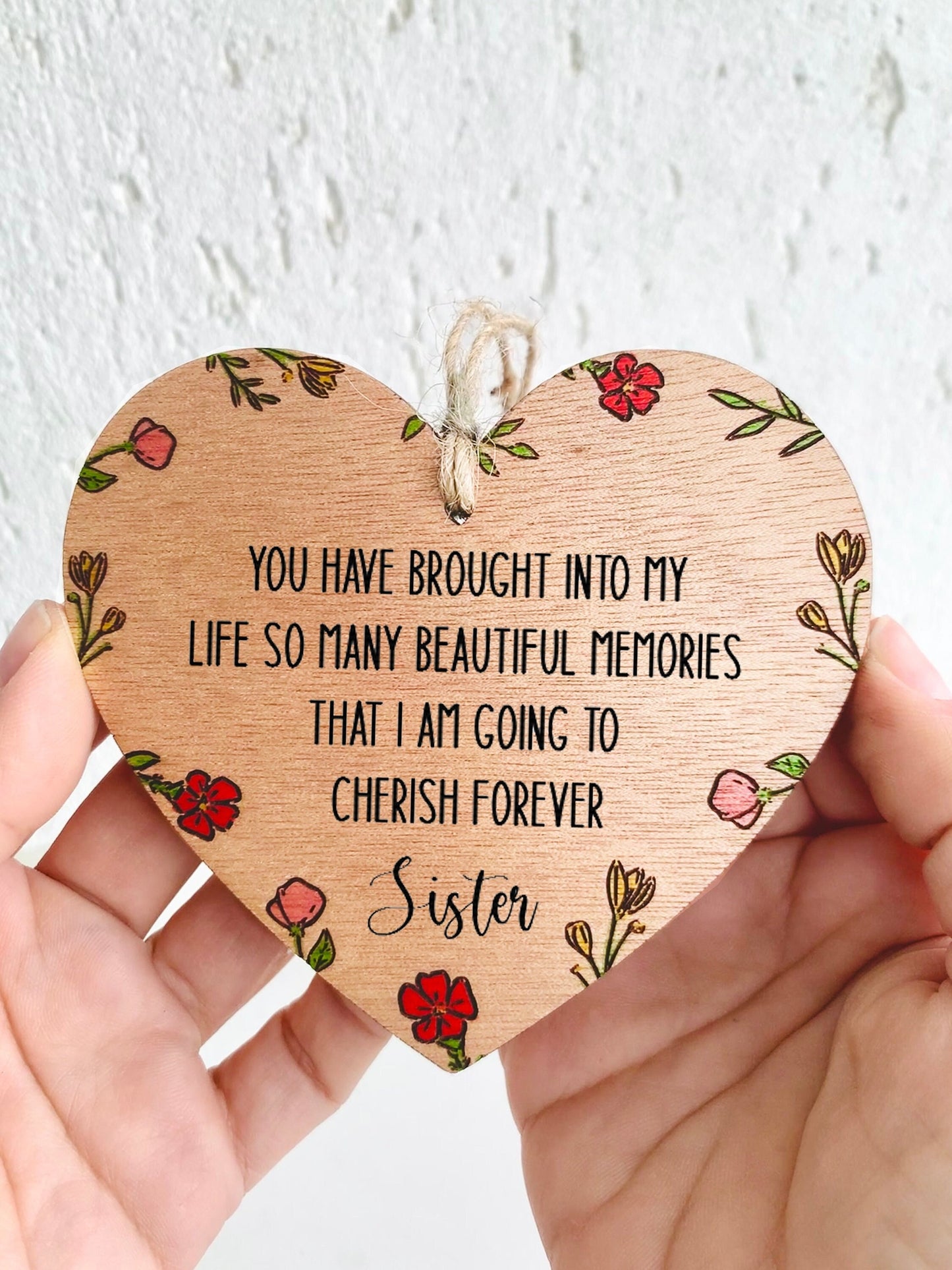 Big Sister Little Sister Wooden Plaque Laser Engraved Heart Sign Beautiful Memories Cherish Forever Keepsake Special Sister Reveal Gift