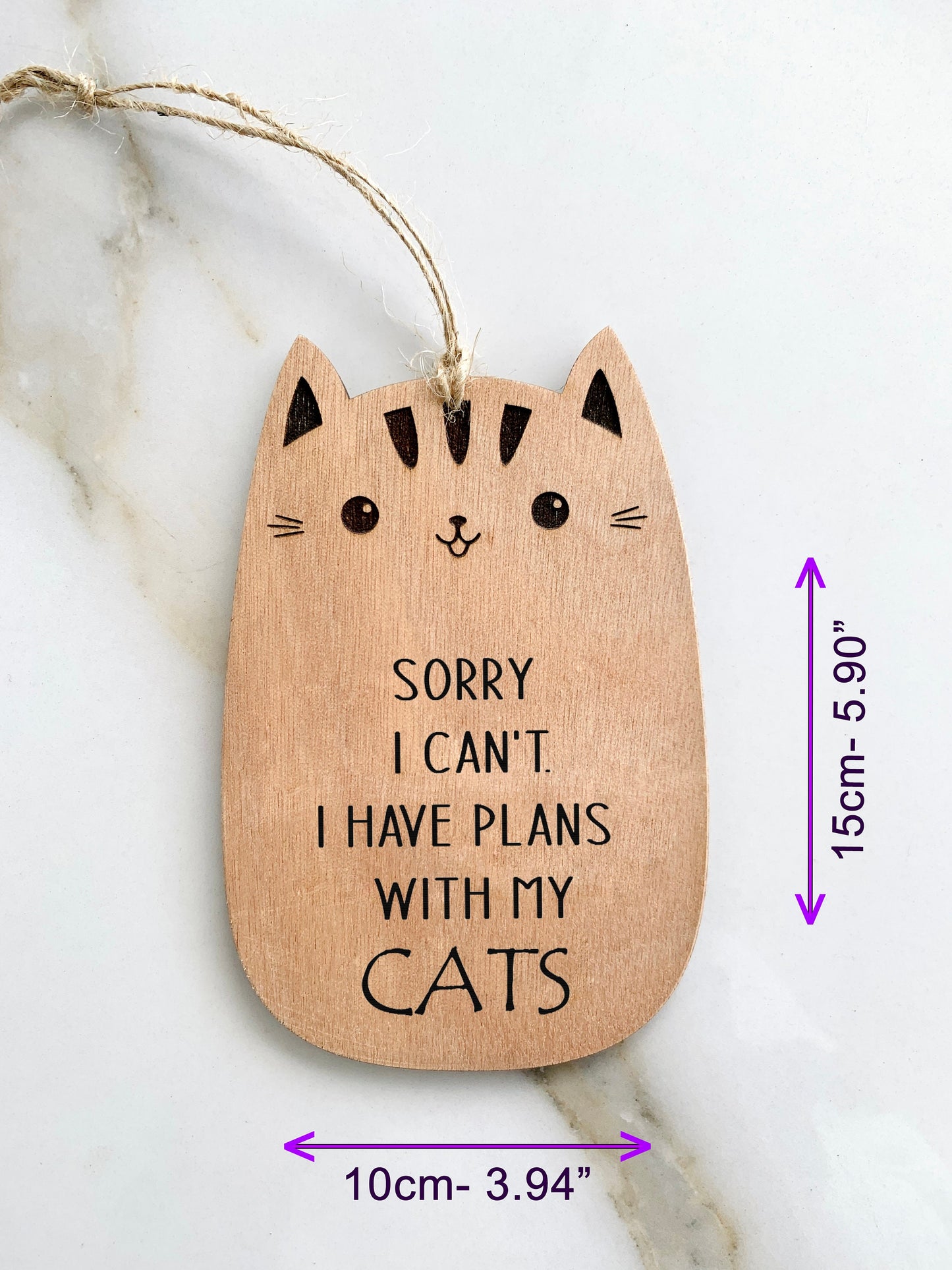 Cat Wood Sign Plaque Engraved "Sorry I Cant I Have Plans With My Cat" Custom Message Farmhouse Sign Gift for Cat Lovers Crazy Cat Lady Gift