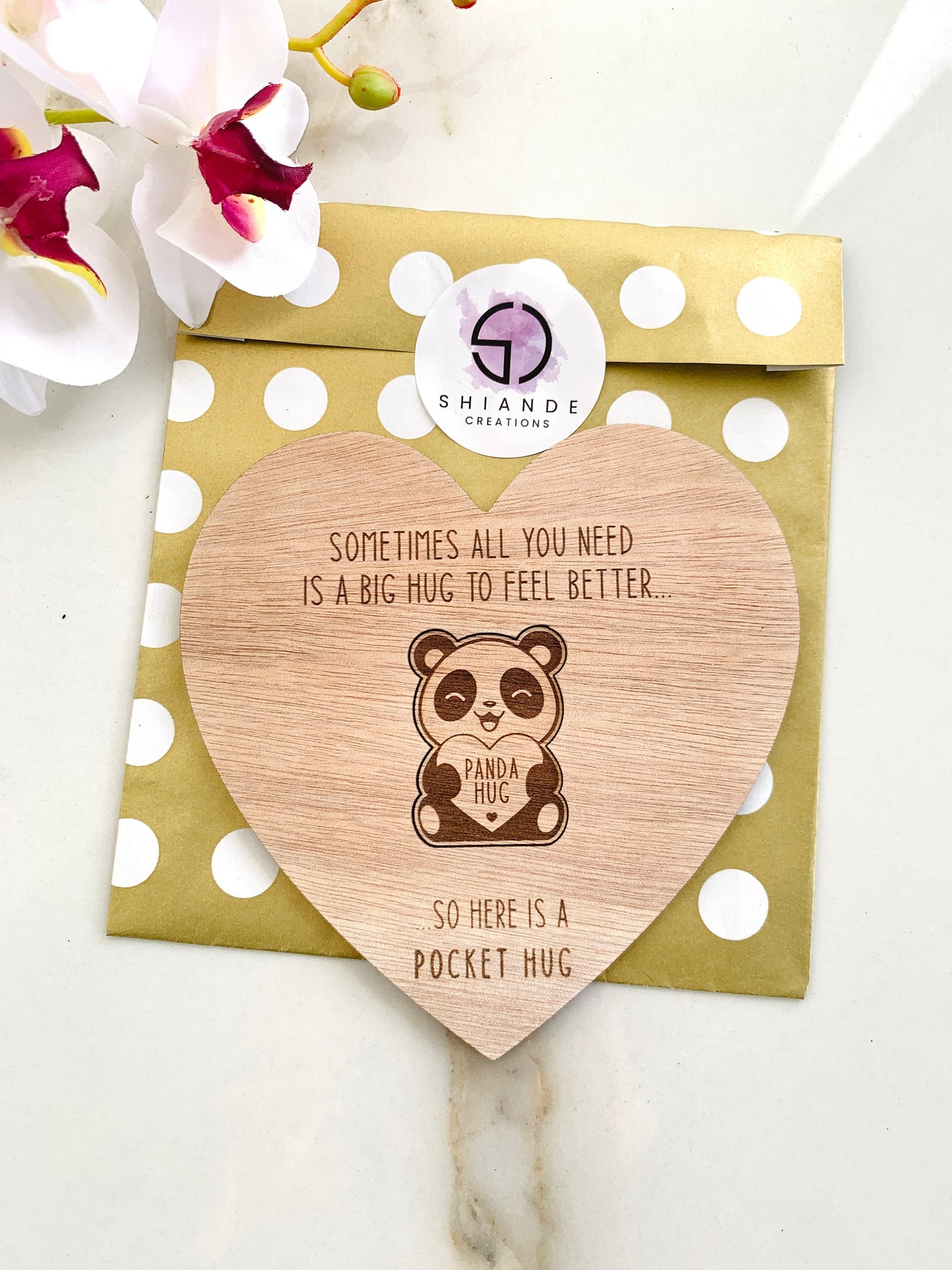 Panda Bear Pocket Hug Token, Send a Hug Gift, Thinking of You Gift, Pick me Up Gift Missing You, Isolation Travel Distance Pocket Hug